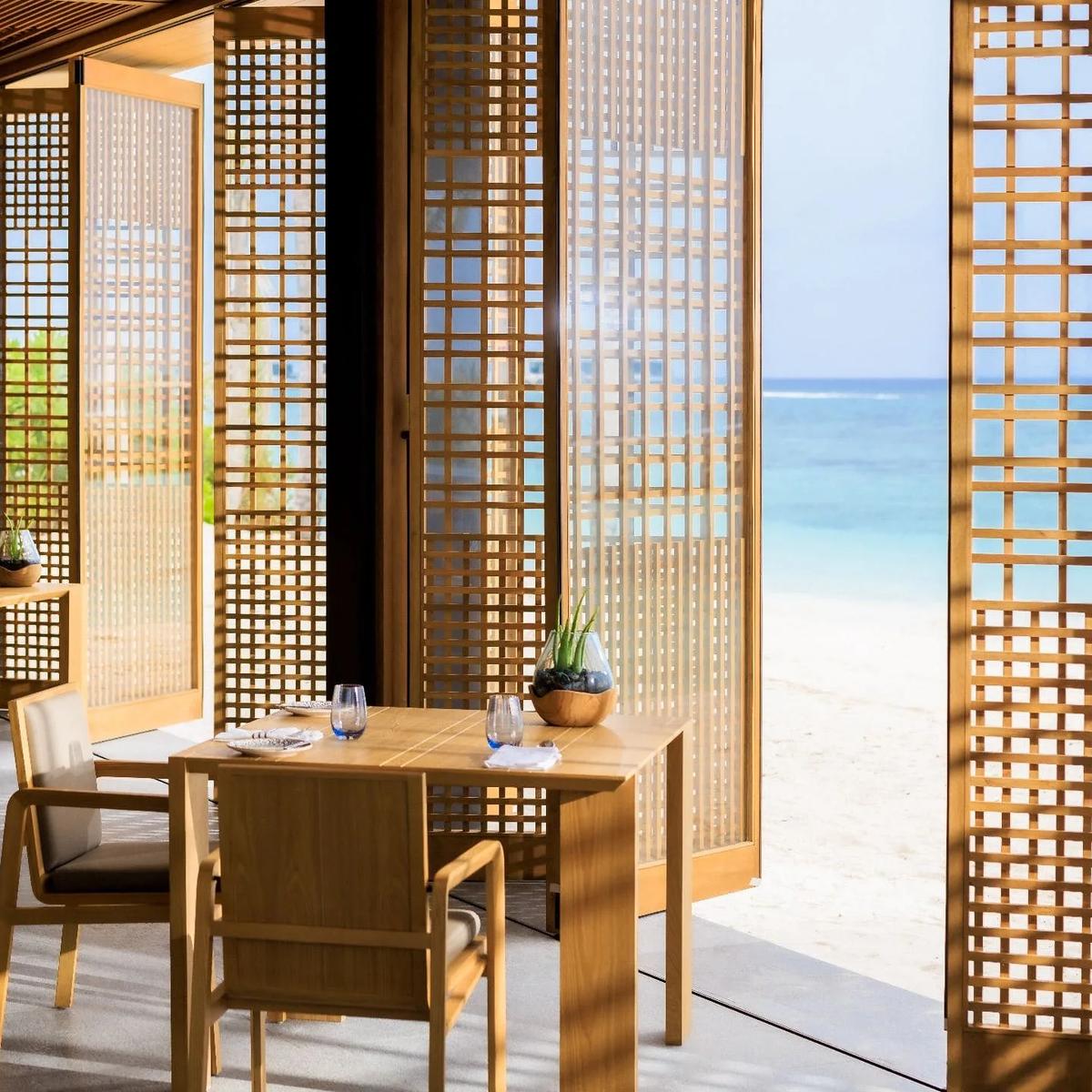 The open-air dining room at Seasalt, the resort's all-day beachside restaurant