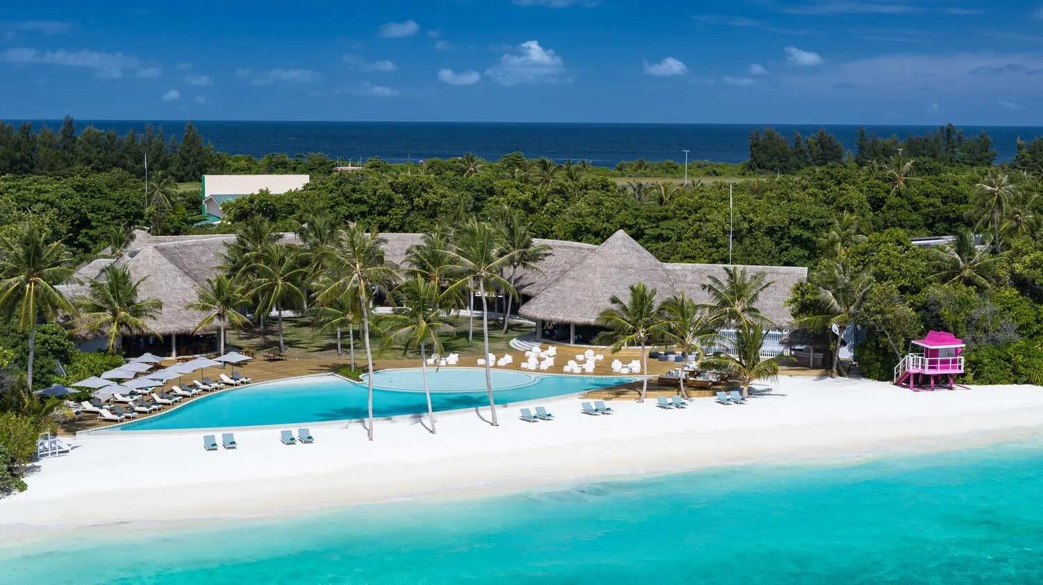 An aerial view of Ifuru Island Maldives in Raa Atoll