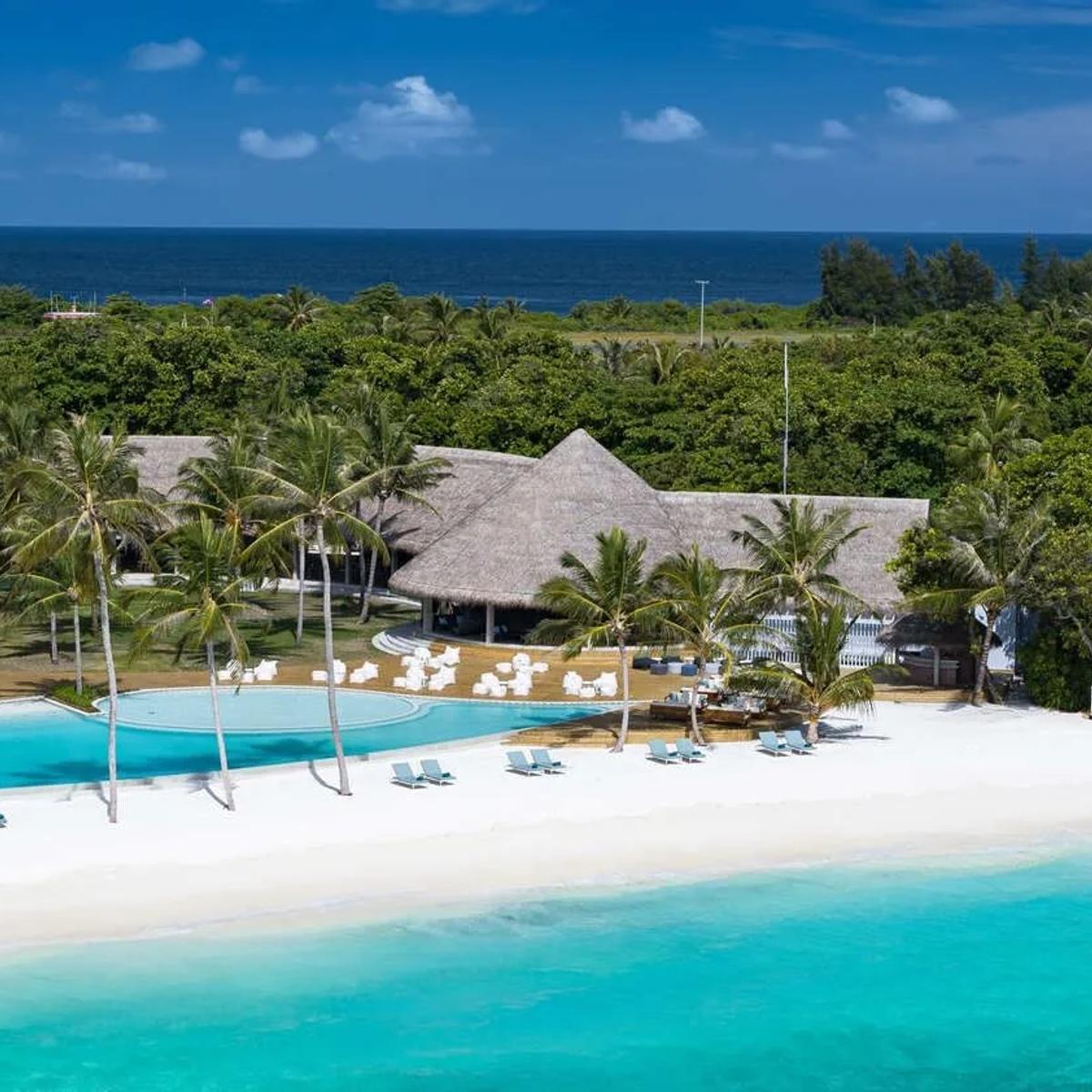 An aerial view of Ifuru Island Maldives' beach — no dedicated photograph of Beach Club was published, so this aerial image stands in