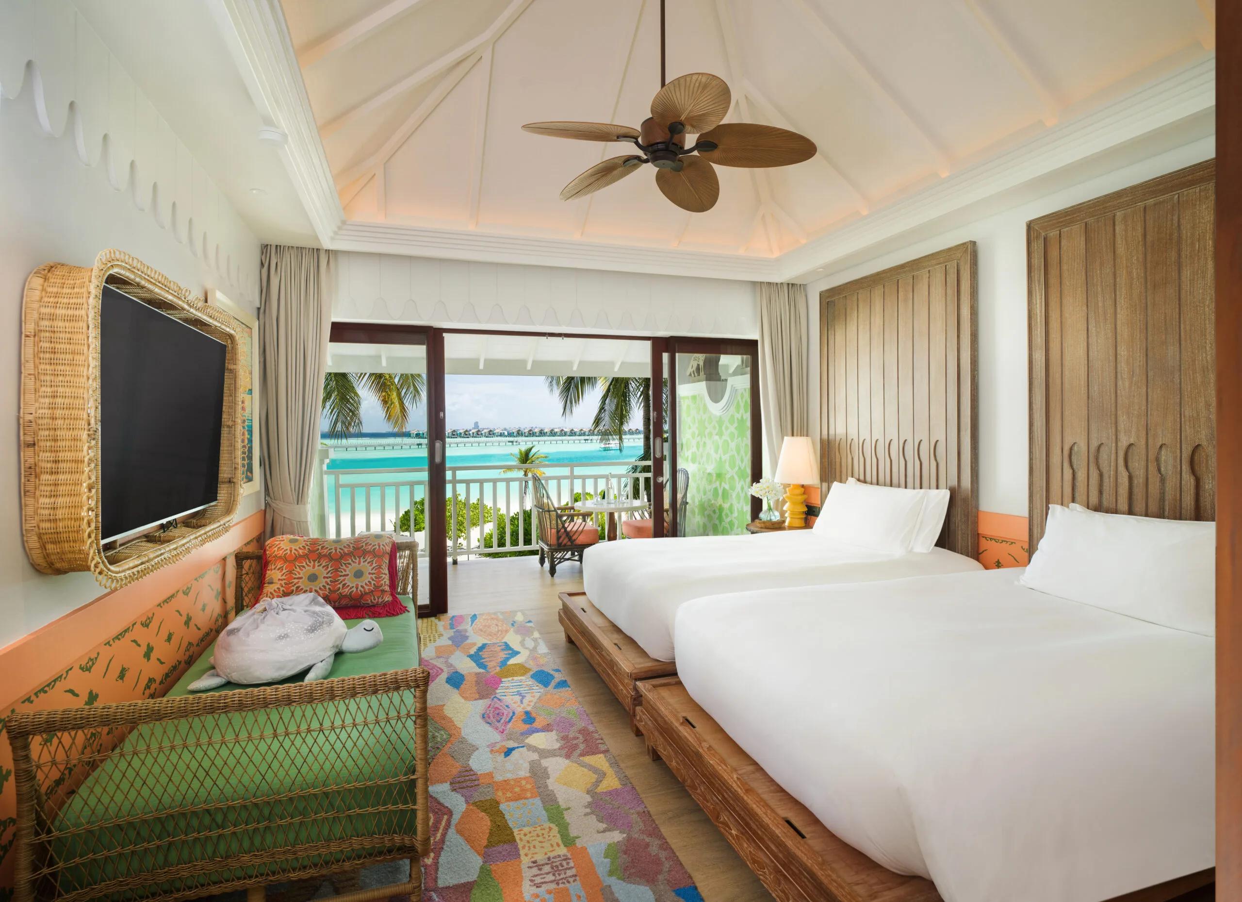 Bedroom of the Sky Room at SAii Lagoon Maldives