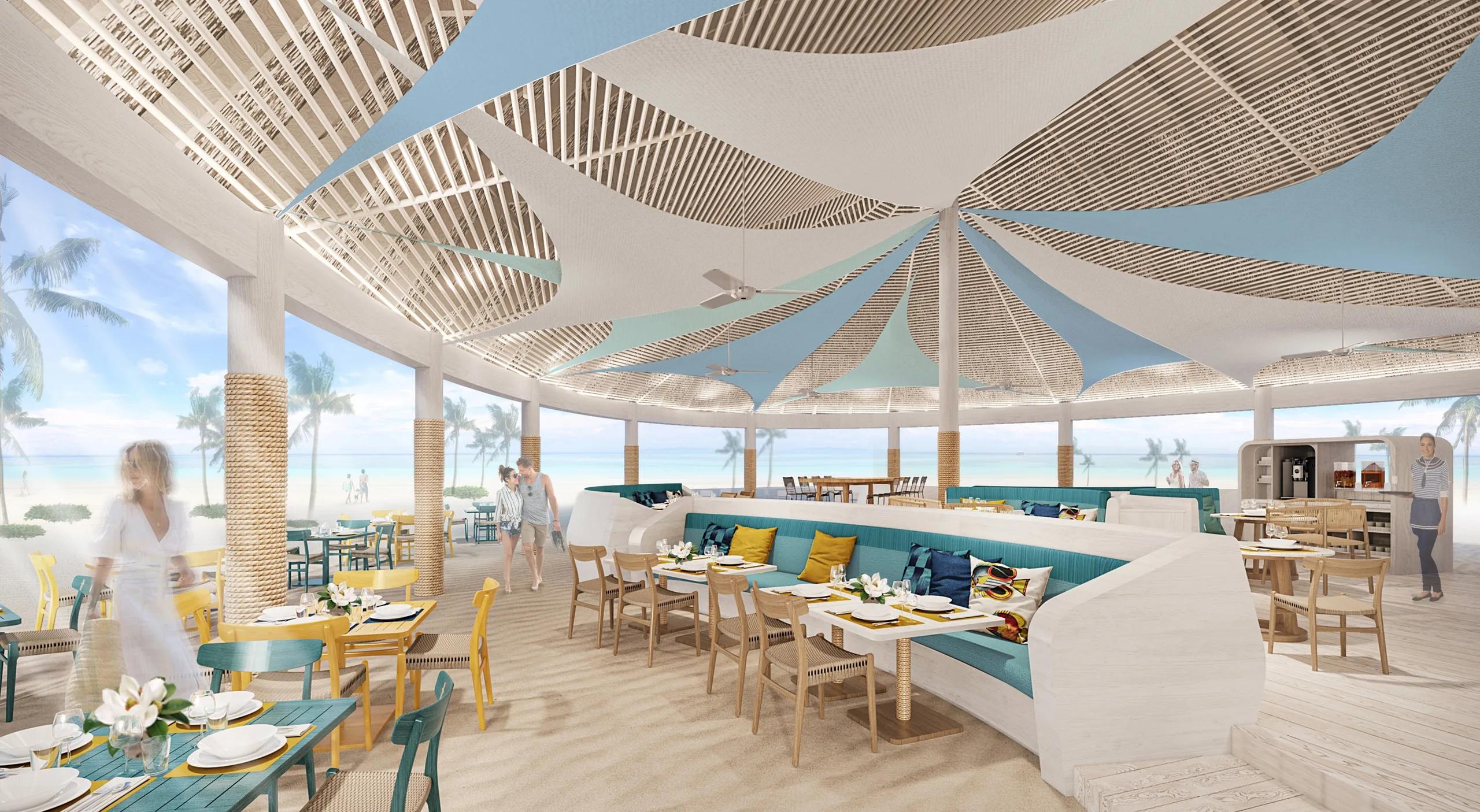 The Sailhouse's open-air dining room, the resort's main all-day restaurant