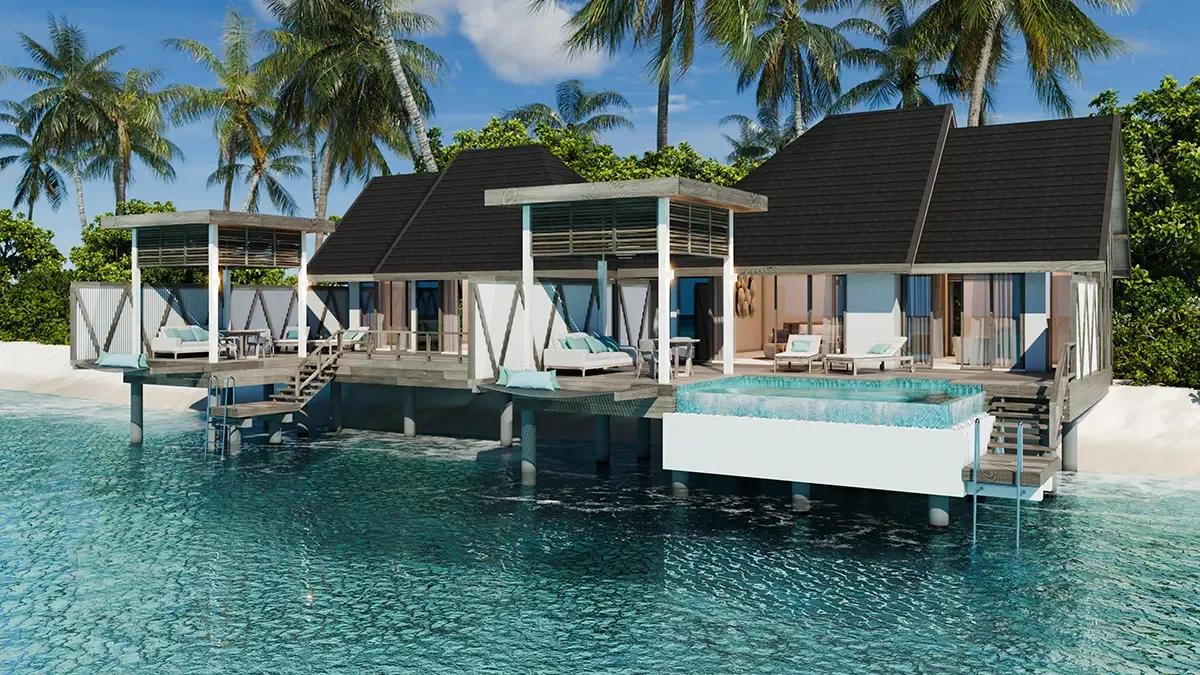 A 2-Bedroom Semi-Ocean Pool Villa's shared terrace and plunge pool