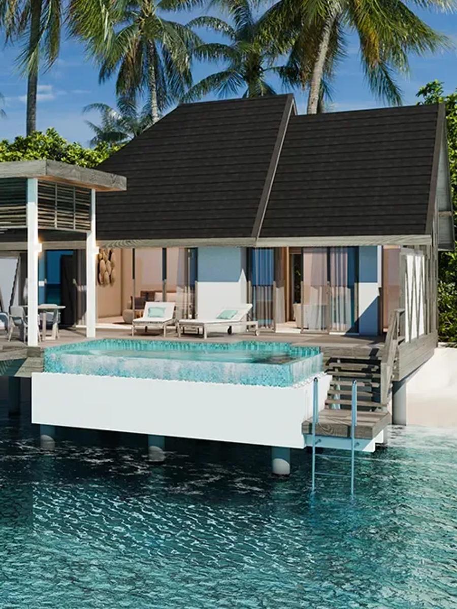 A 2-Bedroom Semi-Ocean Pool Villa's shared terrace and plunge pool