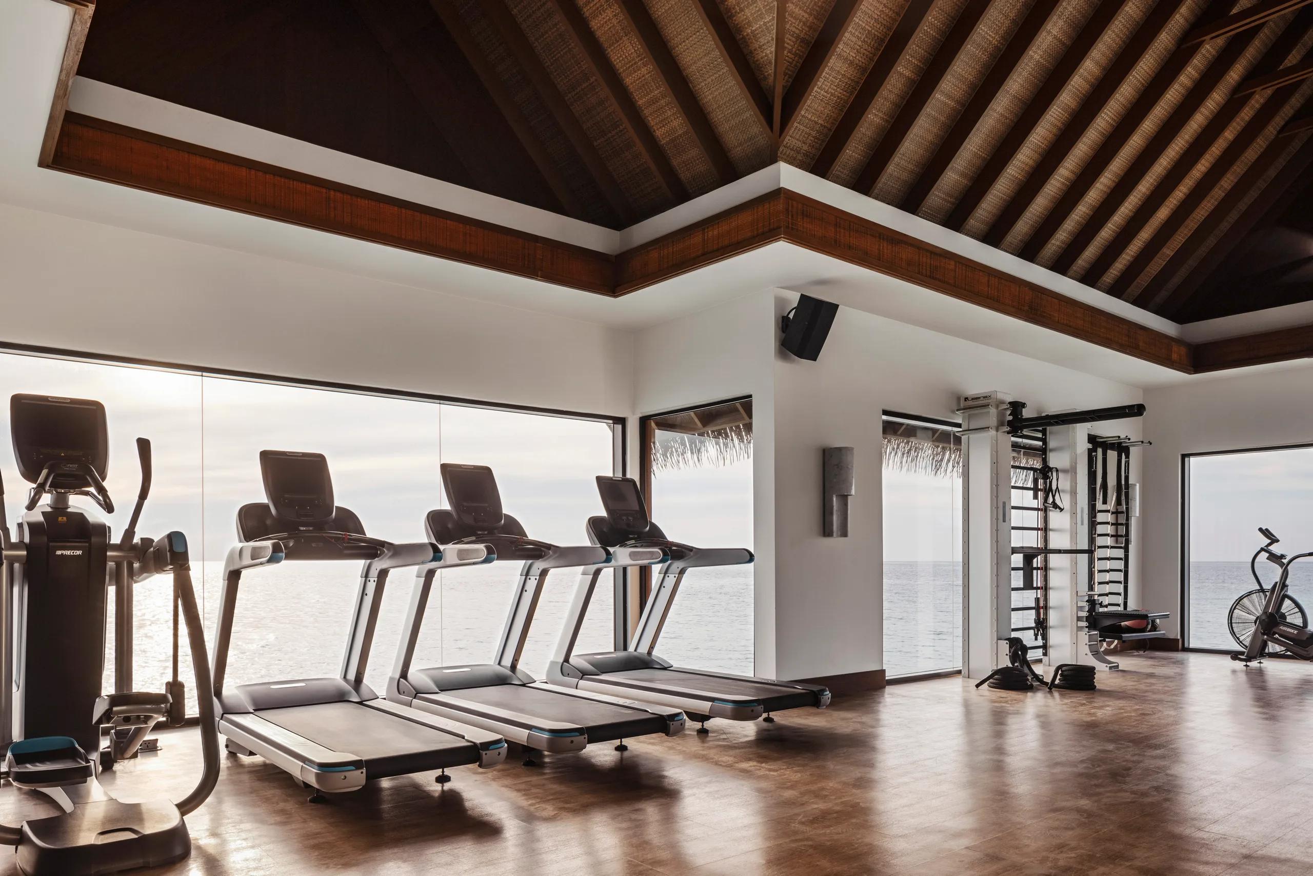 The Fitness track's training space at Waldorf Astoria Maldives Ithaafushi's Aqua Wellness Centre