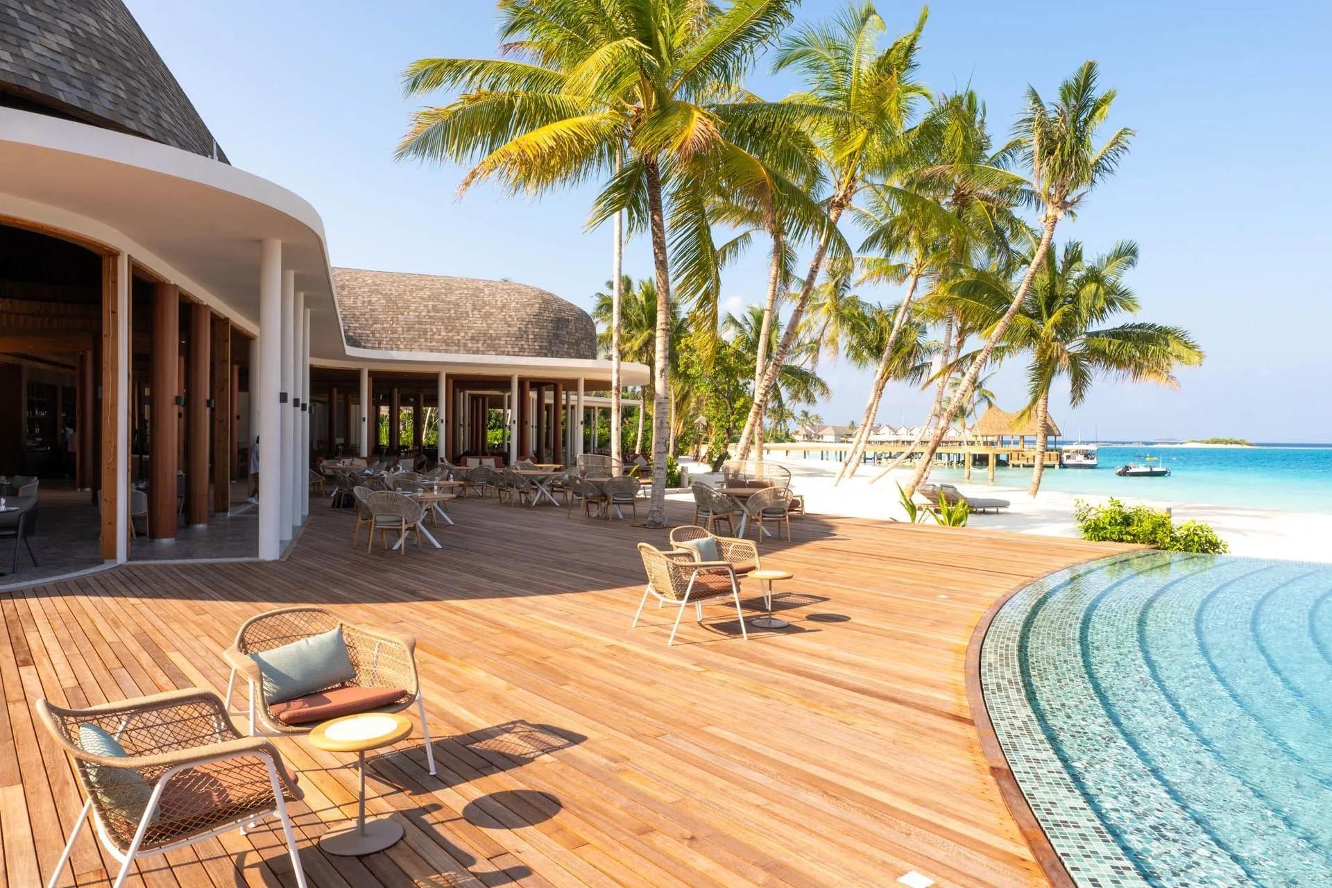 The Gallery's beachfront terrace, ananea Madivaru's all-day buffet restaurant