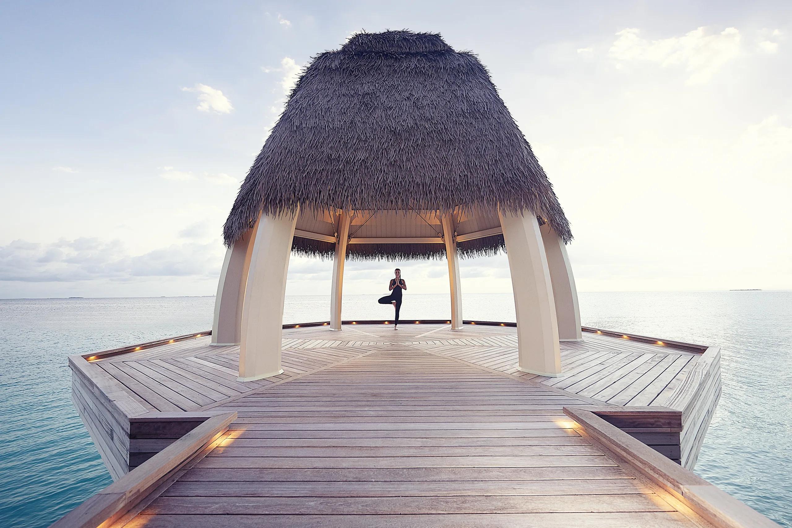 A second view of the Yoga Pavilion at Waldorf Astoria Maldives Ithaafushi's Aqua Wellness Centre