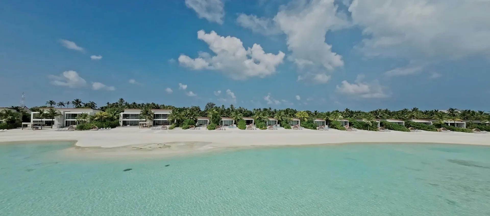 The Sunset Beach Villa's terrace and private pool, steps from the beach