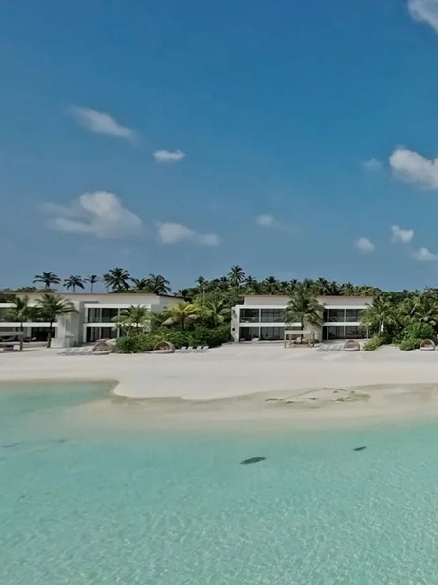 The Sunset Beach Villa's terrace and private pool, steps from the beach
