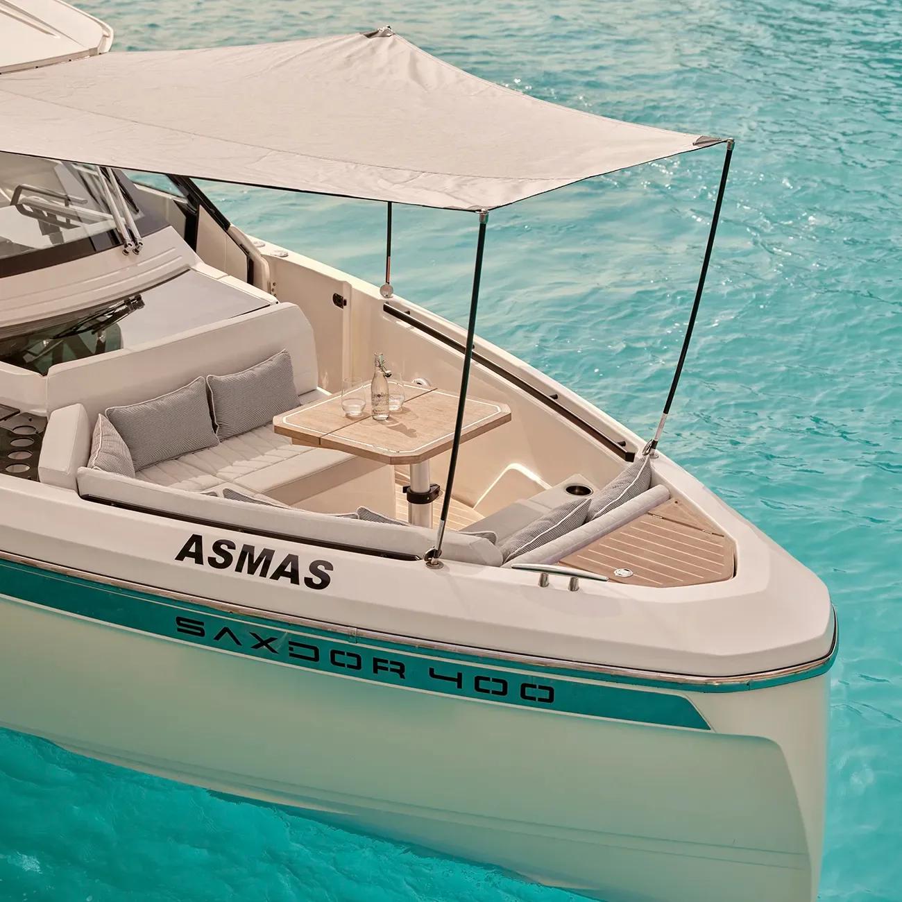 ASMAS, .Here's private charter yacht, moored in the lagoon