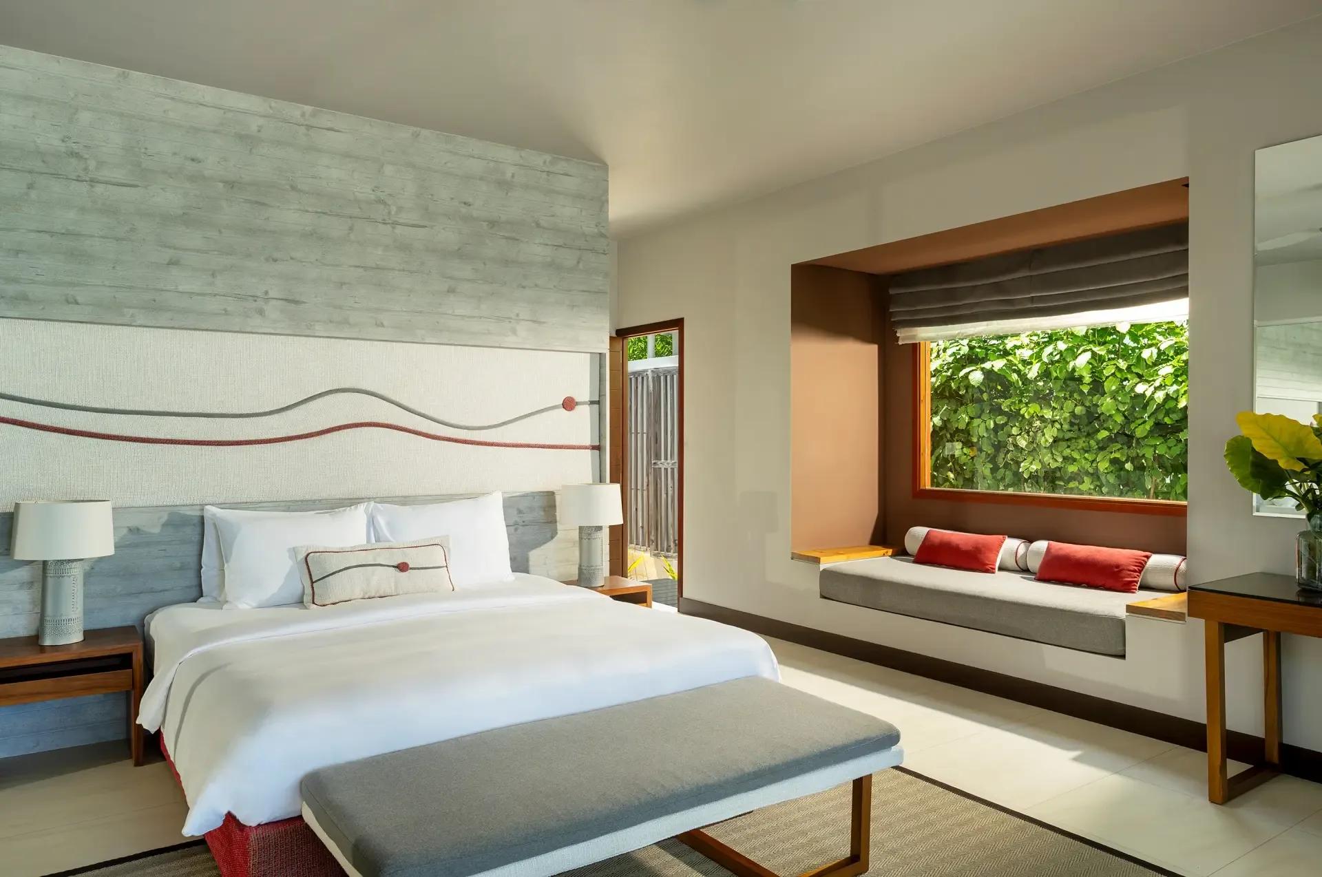 The private plunge pool of a Beach Villa with Pool, viewed from the covered terrace — the closest published photograph, since Beach Villa with Garden Pool has no dedicated image in the resort's materials