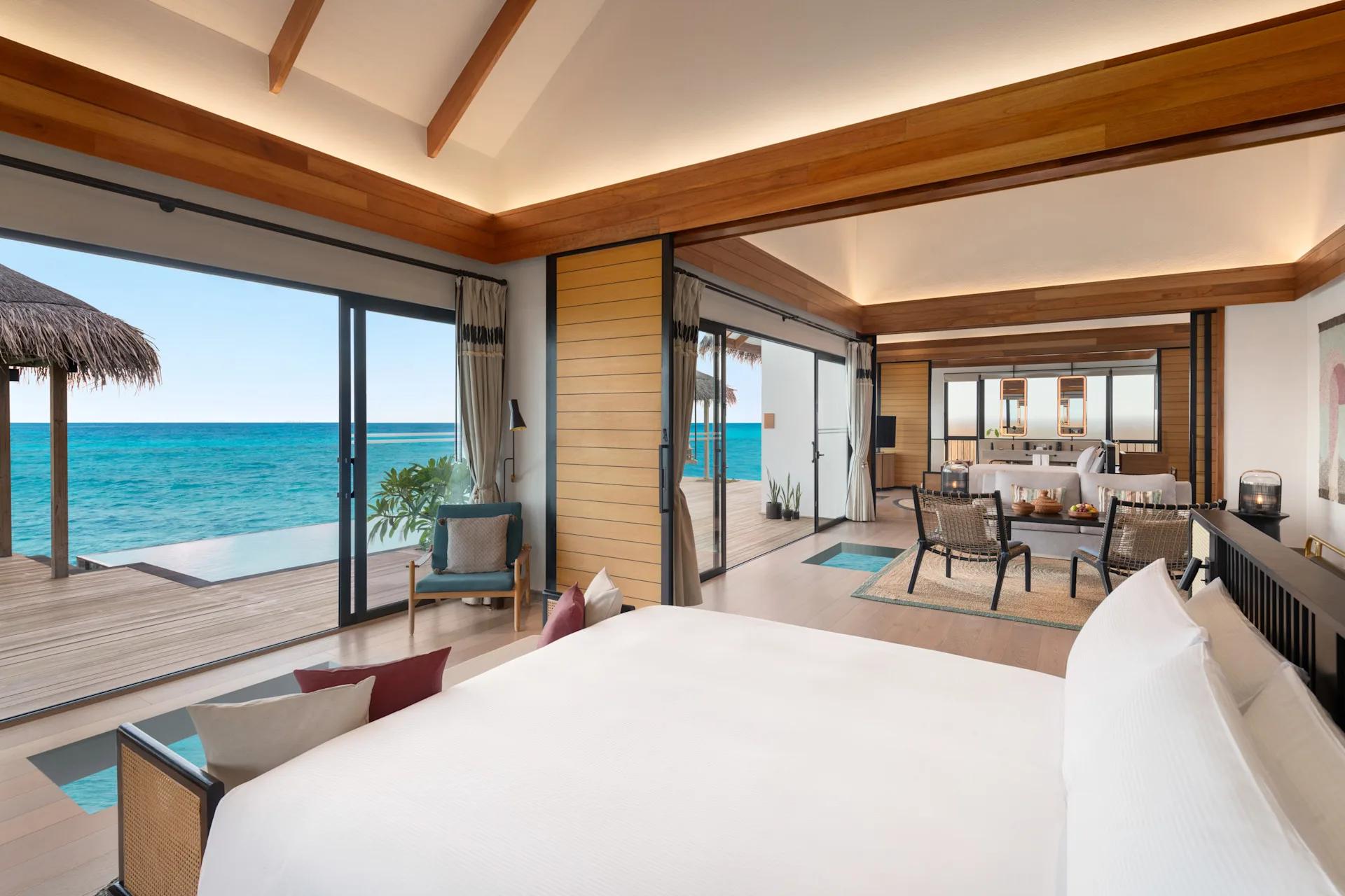 The exterior of a Two Bedroom Overwater Pool Villa over the lagoon