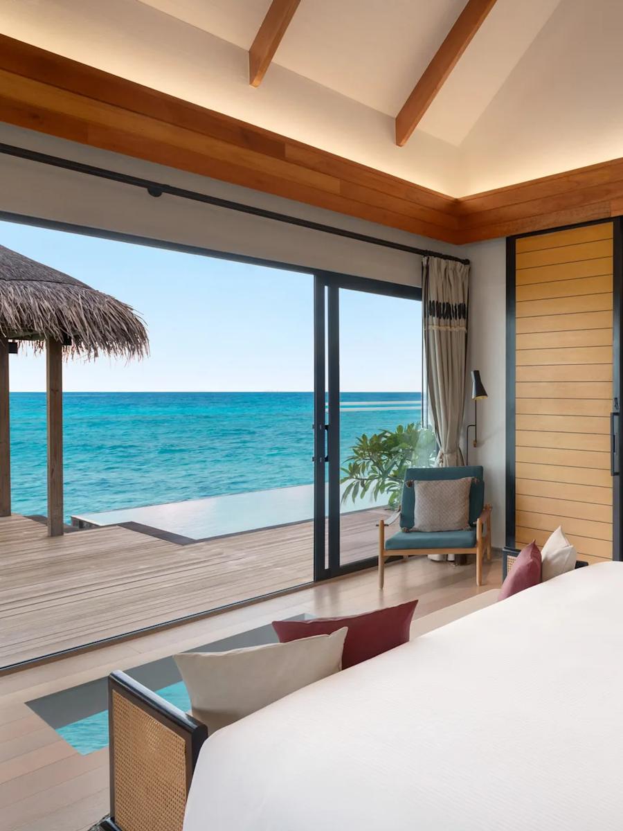 The exterior of a Two Bedroom Overwater Pool Villa over the lagoon