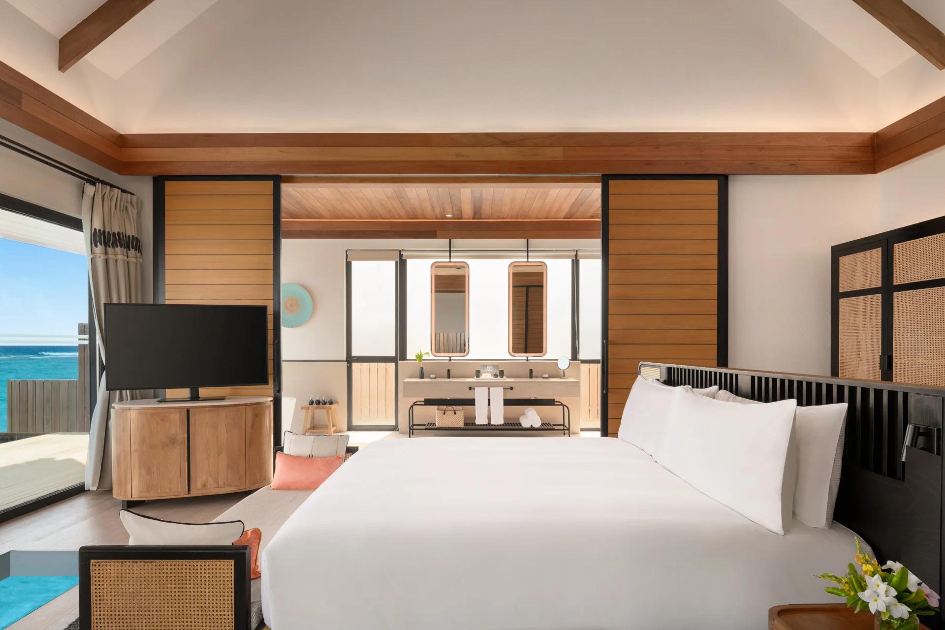 The exterior of a One Bedroom Overwater Pool Villa over the lagoon