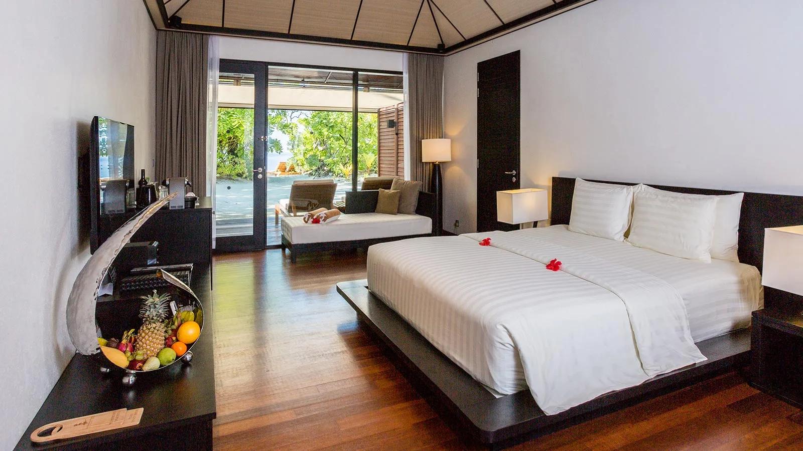 The interior of a Beach Villa at Lily Beach Resort & Spa