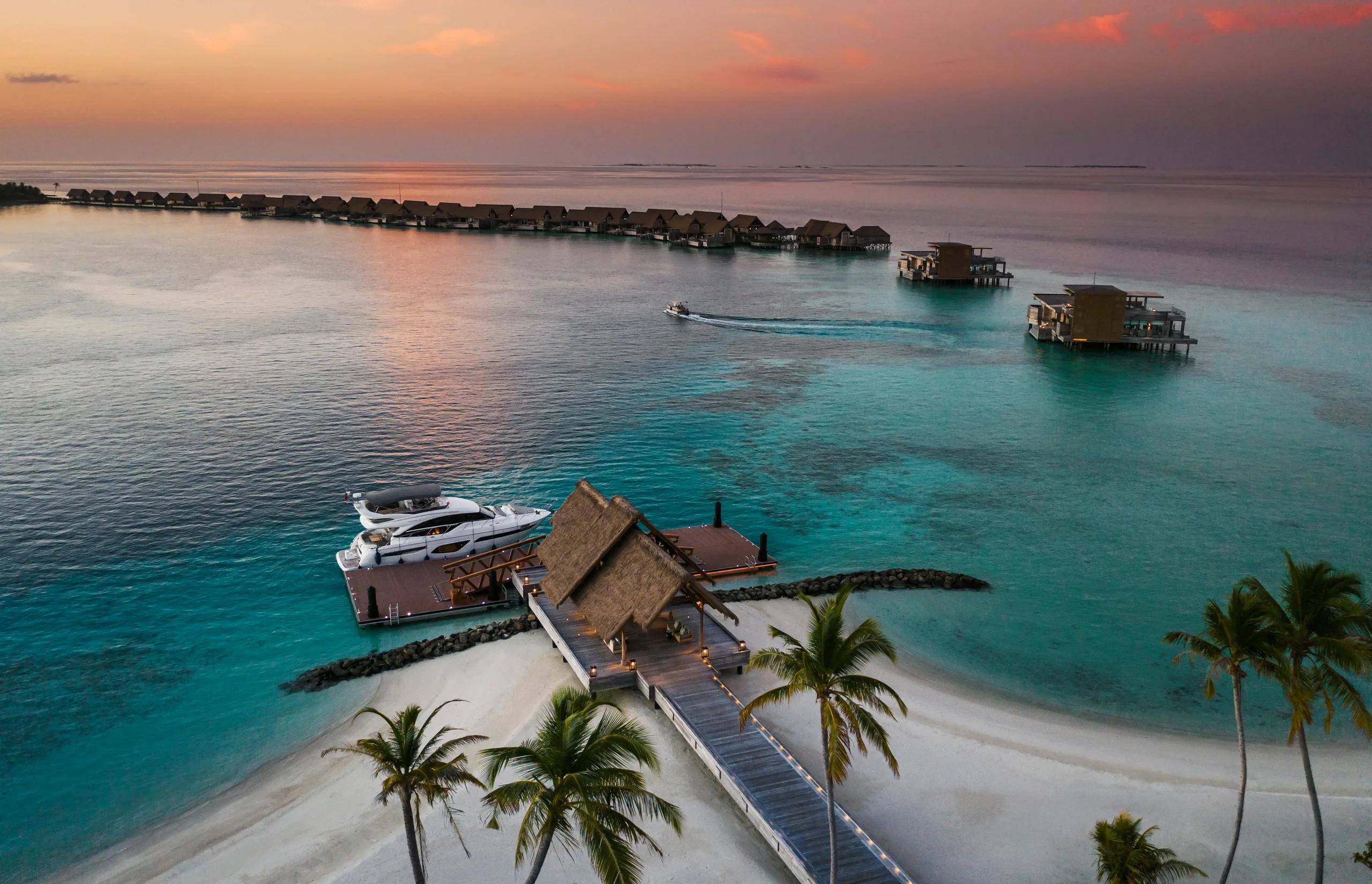 The arrival pier on Ithaafushi, Waldorf Astoria Maldives Ithaafushi's separately bookable private island