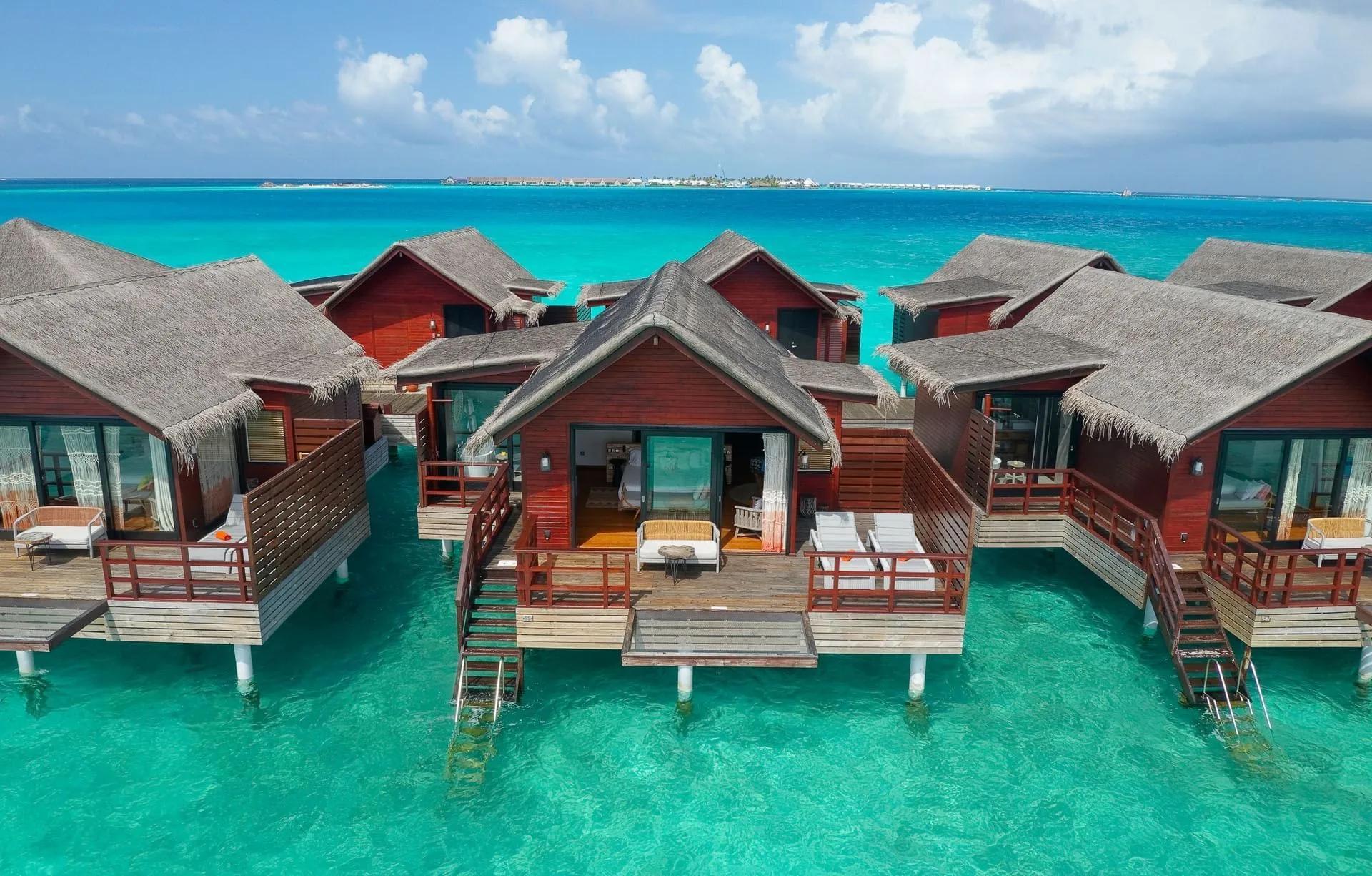 The exterior of a Lagoon Water Villa, set over the lagoon