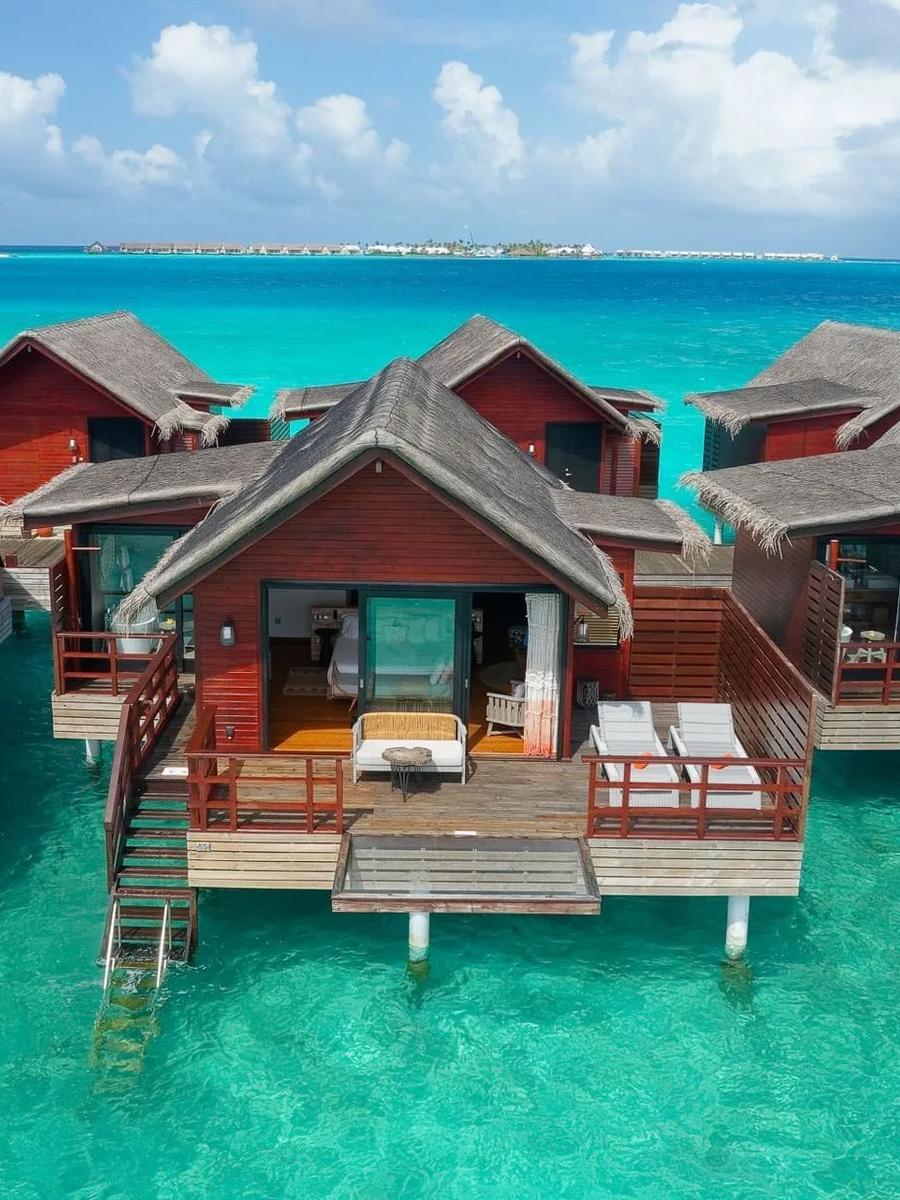 The exterior of a Lagoon Water Villa, set over the lagoon