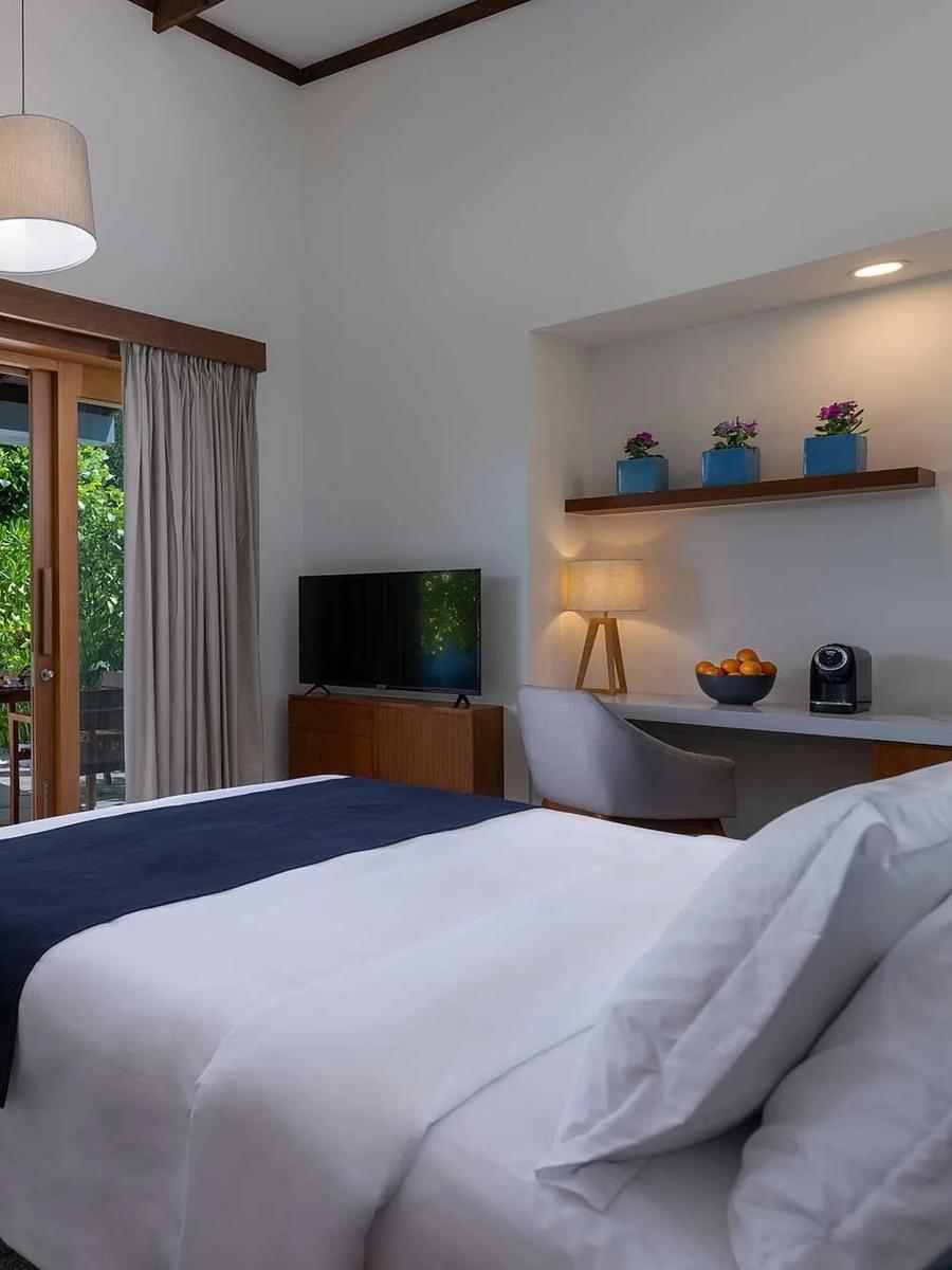 The interior of a Sunset Beach Villa with Pool at Ifuru Island Maldives