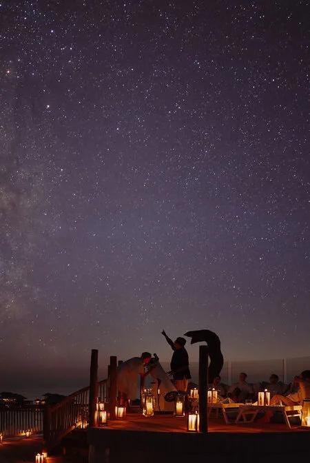 Out of This World, Soneva Secret's overwater observatory restaurant, set for dinner