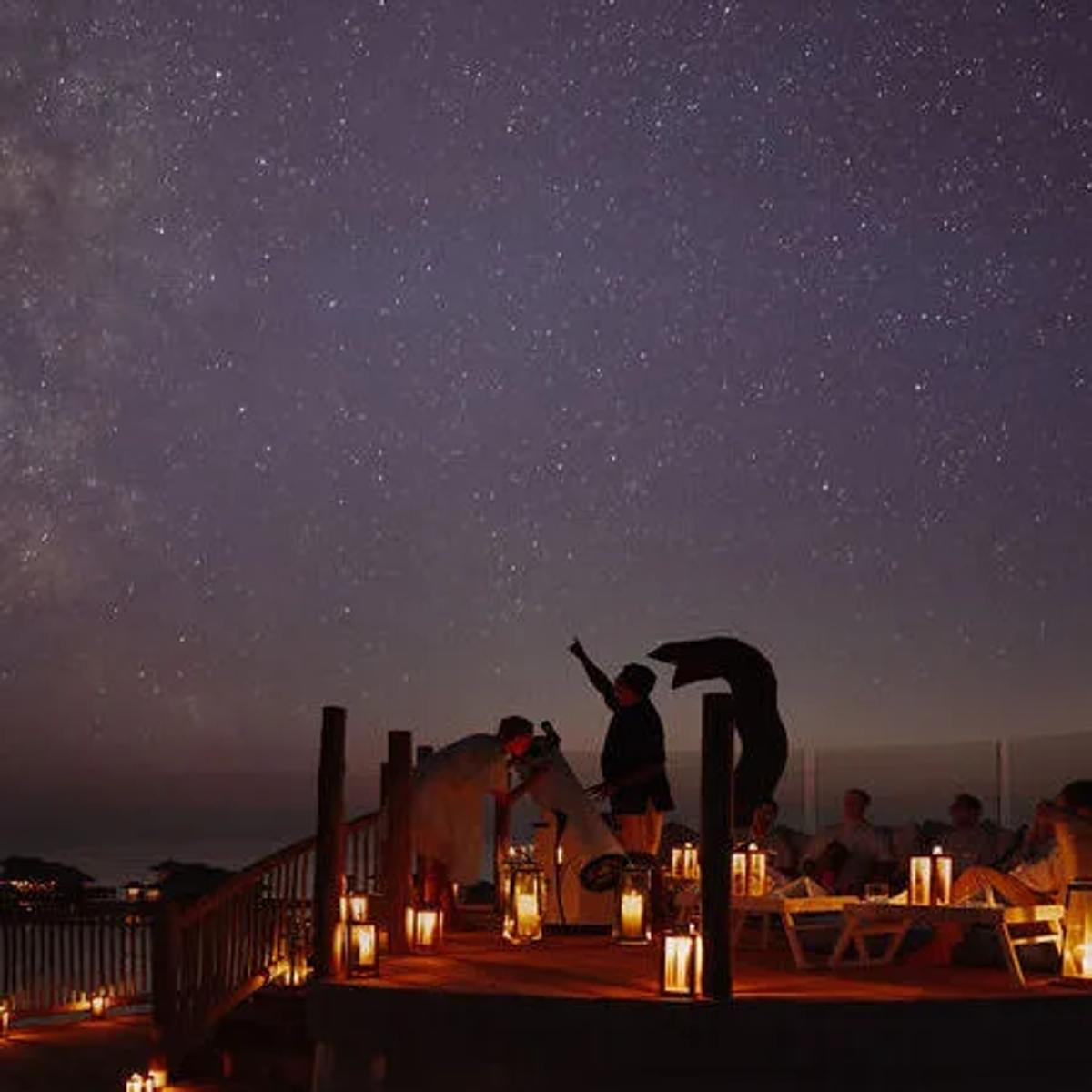 Out of This World, Soneva Secret's overwater observatory restaurant, set for dinner