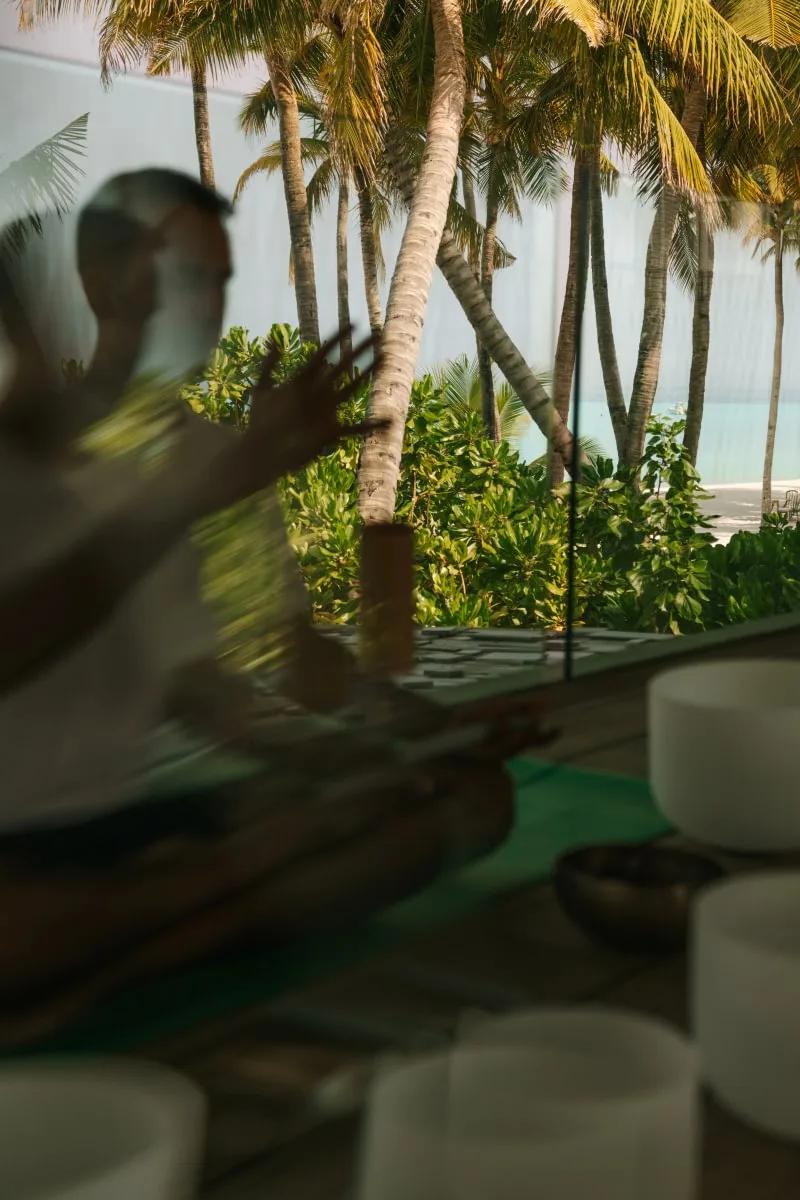 A sound and meditation session under the Soneva Soul programme at Soneva Secret