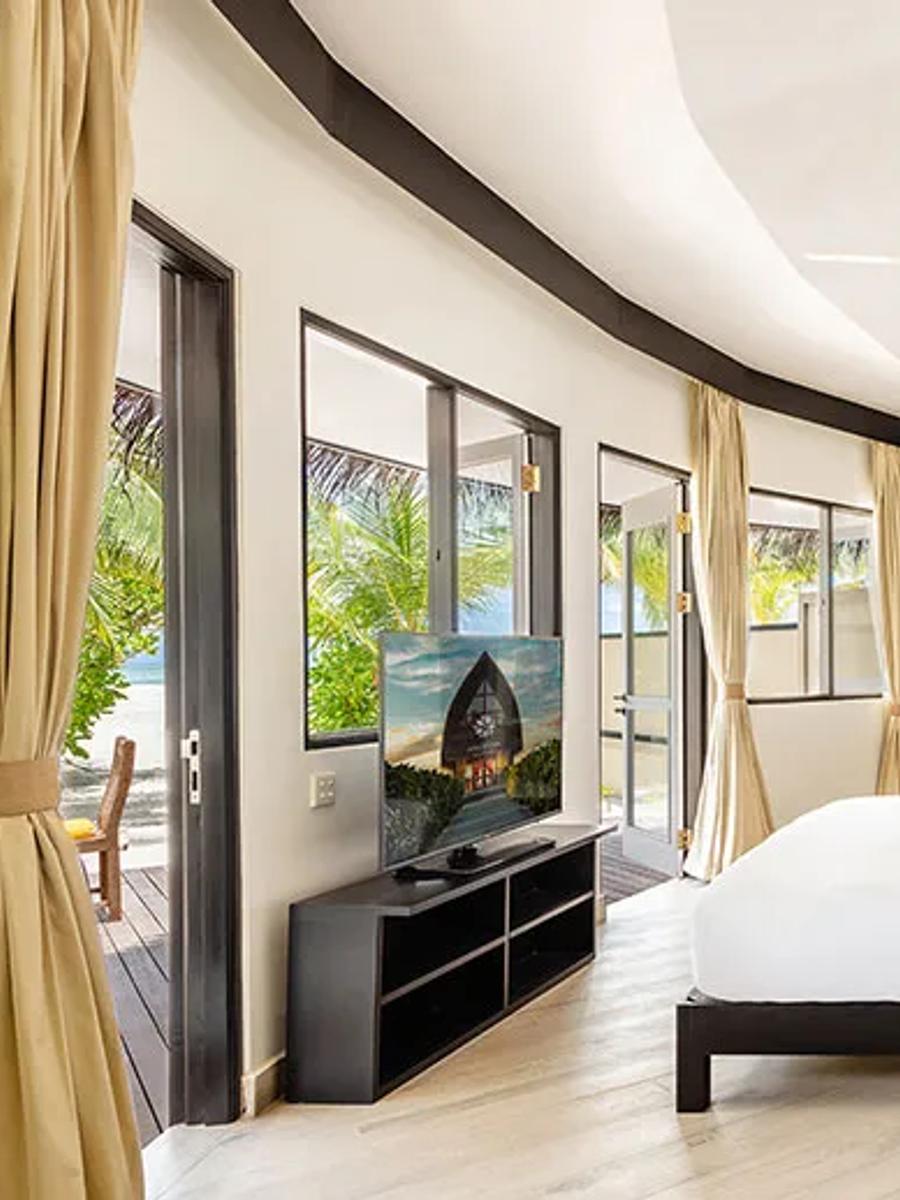 A Beachfront Villa at Angsana Velavaru, seen from the sand