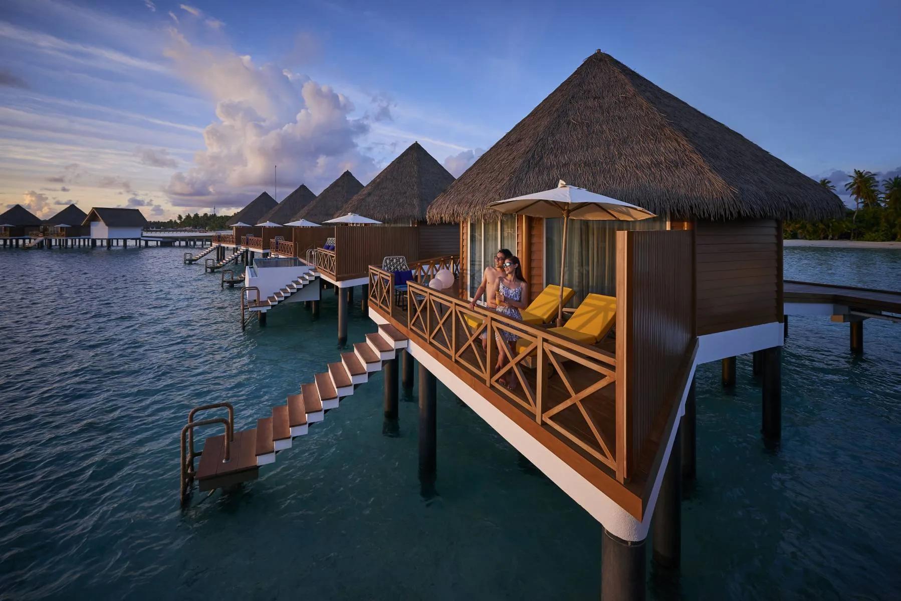 The exterior of an Overwater Sunset Villa at Mercure Maldives Kooddoo Resort