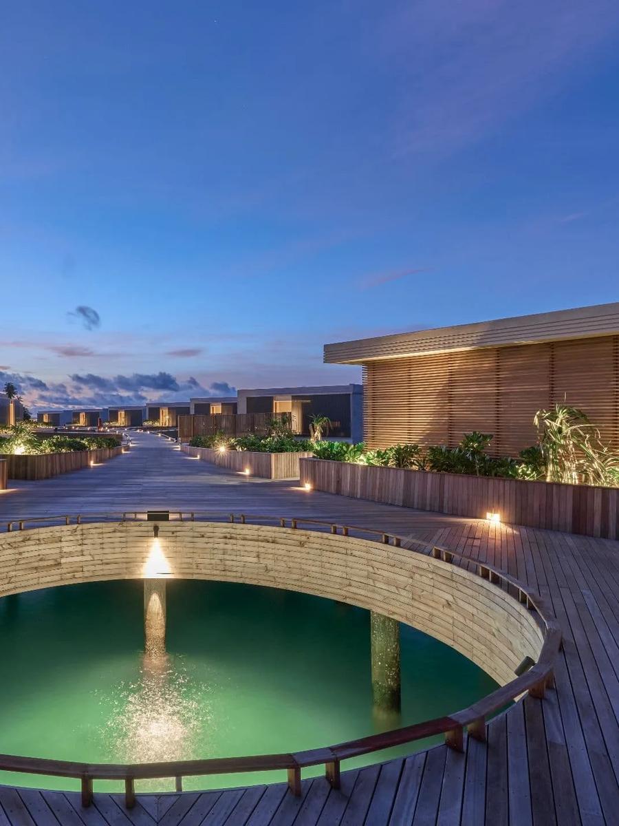 The jetty leading out to Alila Kothaifaru's overwater villas