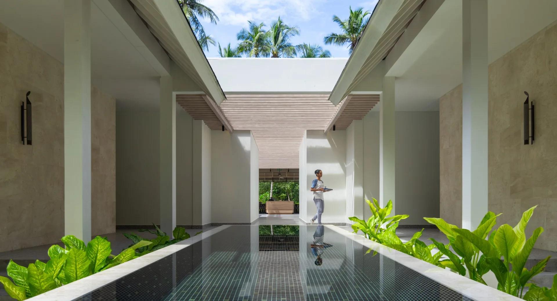 The welcome area at AvaniSpa, Avani+ Fares Maldives Resort's five-villa spa