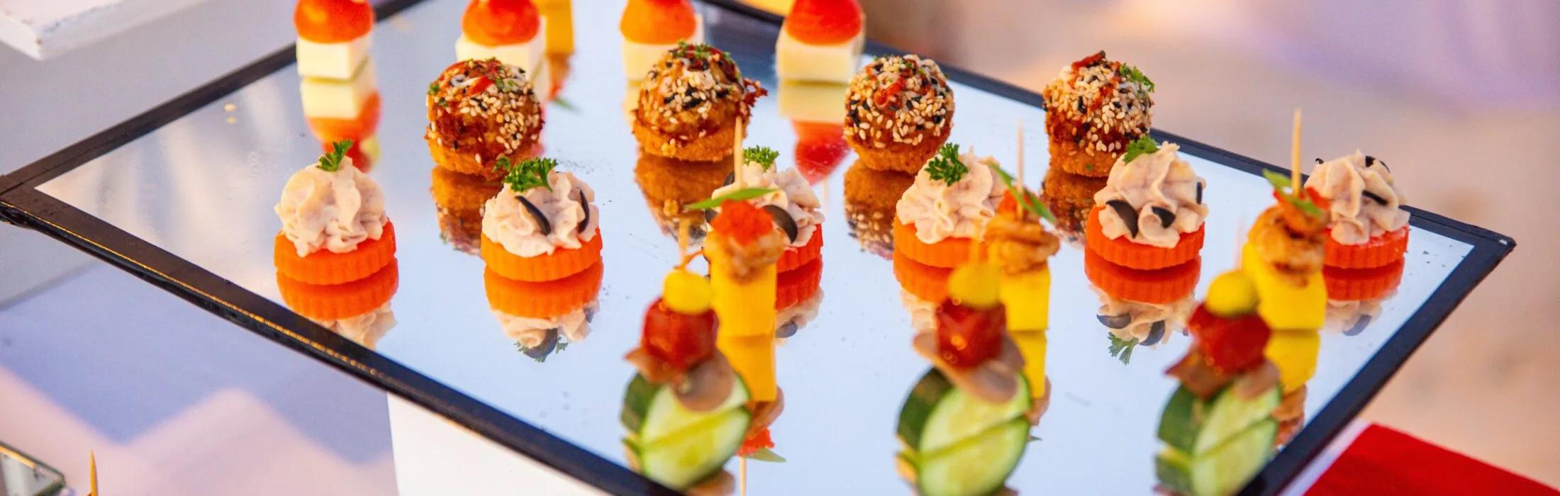 A canapé selection from a themed dinner at Maakeyn Buffet Restaurant, Diamonds Athuruga