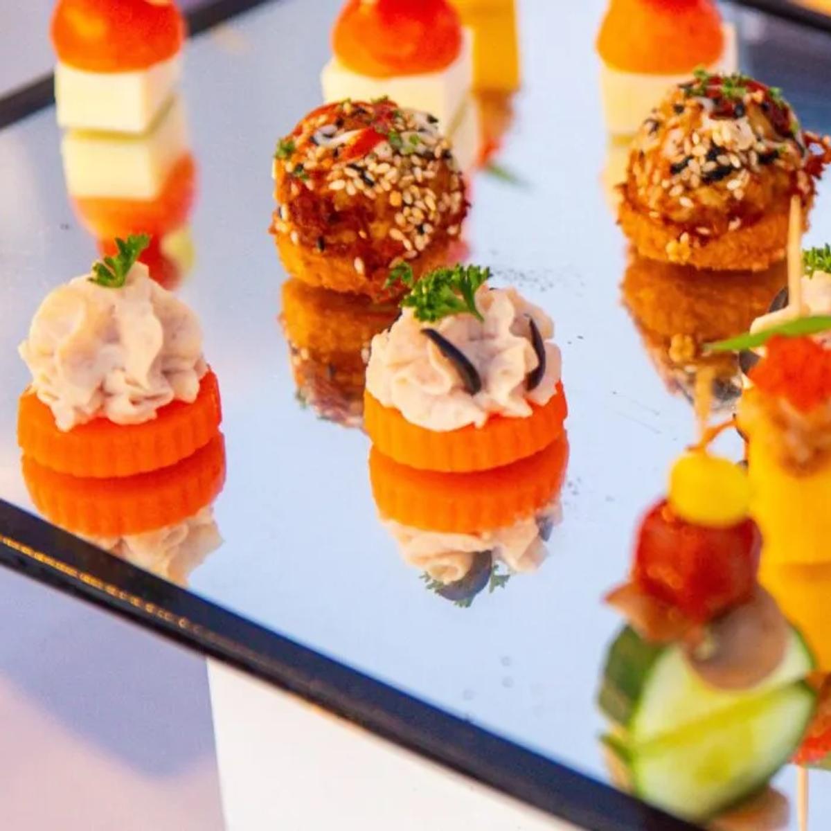 A canapé selection from a themed dinner at Maakeyn Buffet Restaurant, Diamonds Athuruga