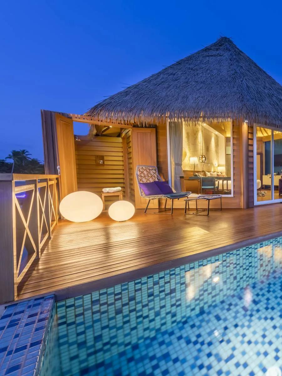 Research photography shared with the Overwater Sunset Pool Villa — the official site has no dedicated gallery for the Overwater Reef Pool Villa category
