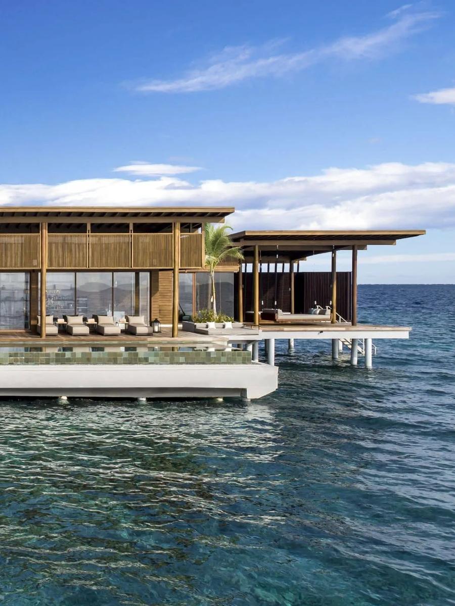 The Three Bedroom Kiaali Residence built out over the lagoon, with its own infinity-edge pool