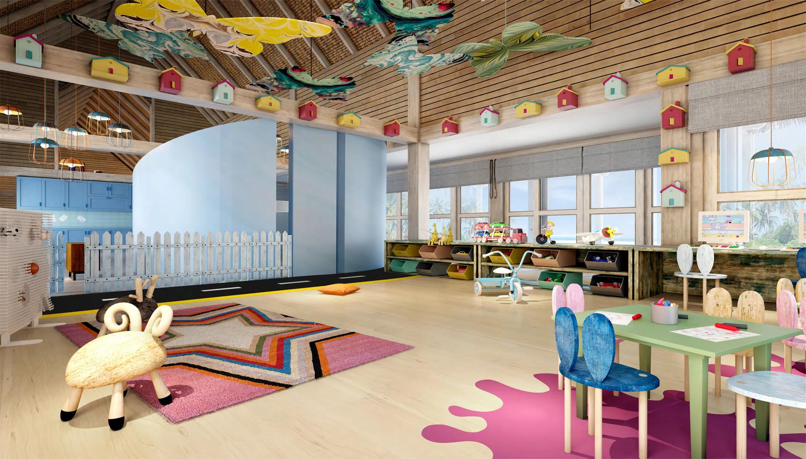 Children's play equipment at The Stars Club, Waldorf Astoria Maldives Ithaafushi's kids' club