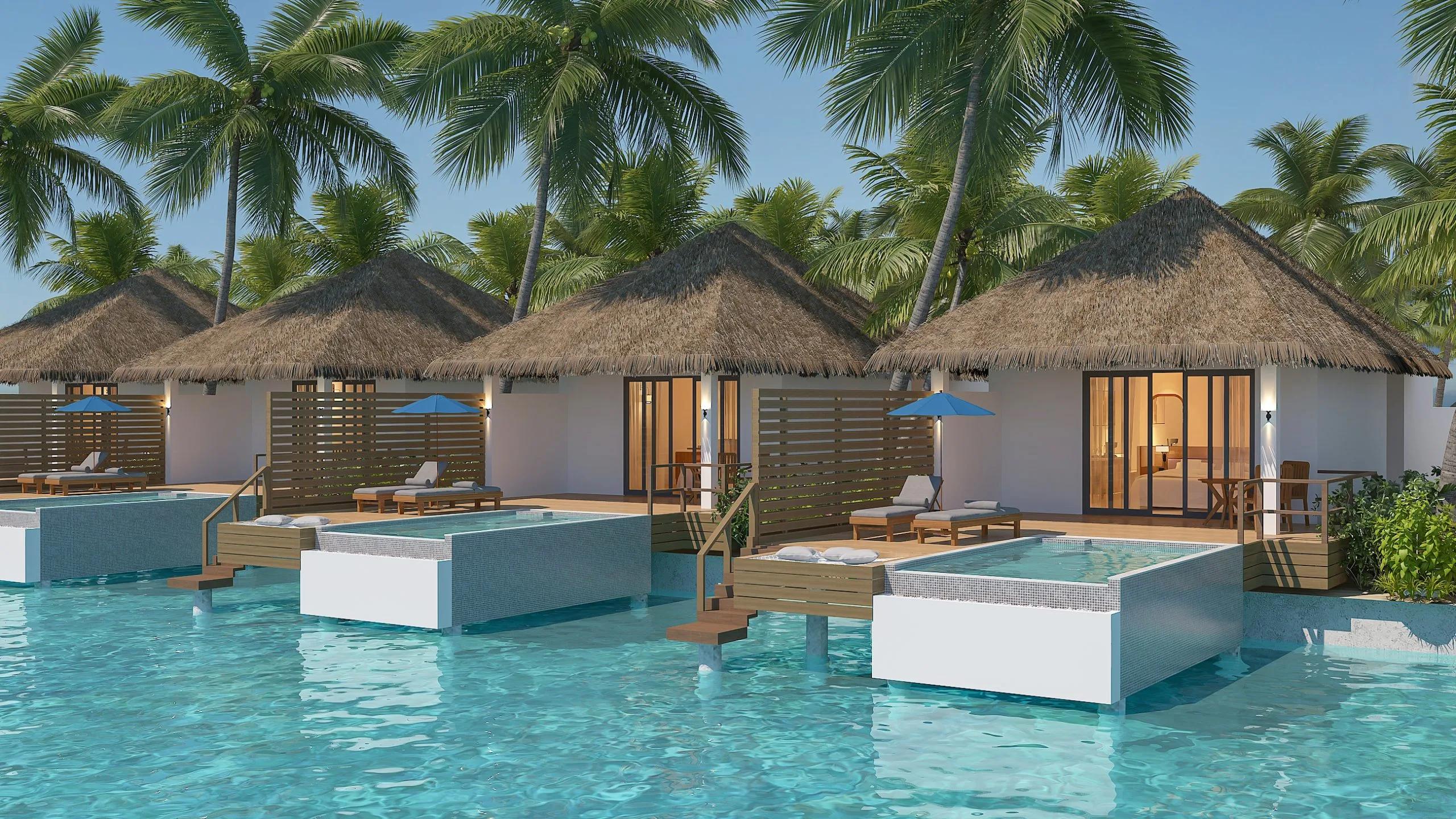 A Waterfront Pool Villa at dusitD2 Feydhoo Maldives, overwater on the island's sunrise side