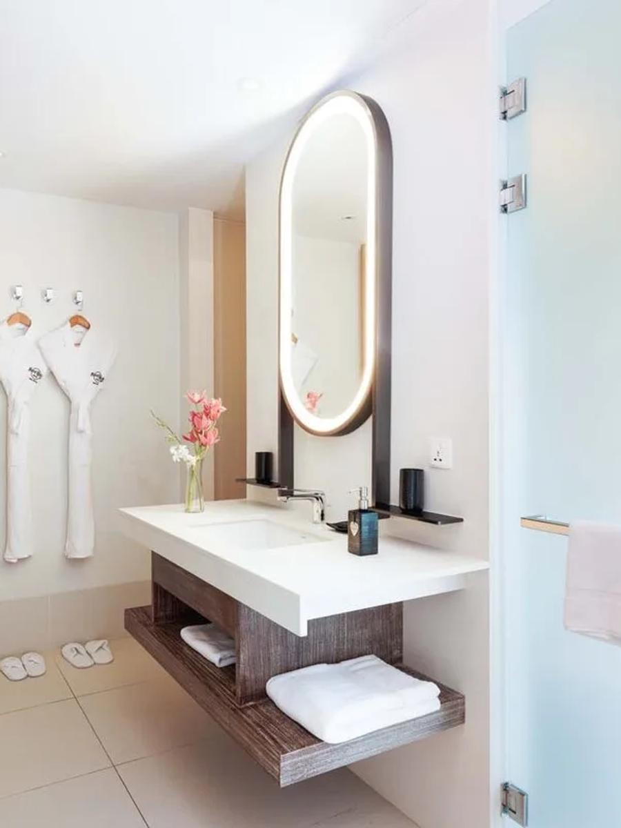A Silver Family Suite's bathroom, part of the two-bedroom beachfront duplex