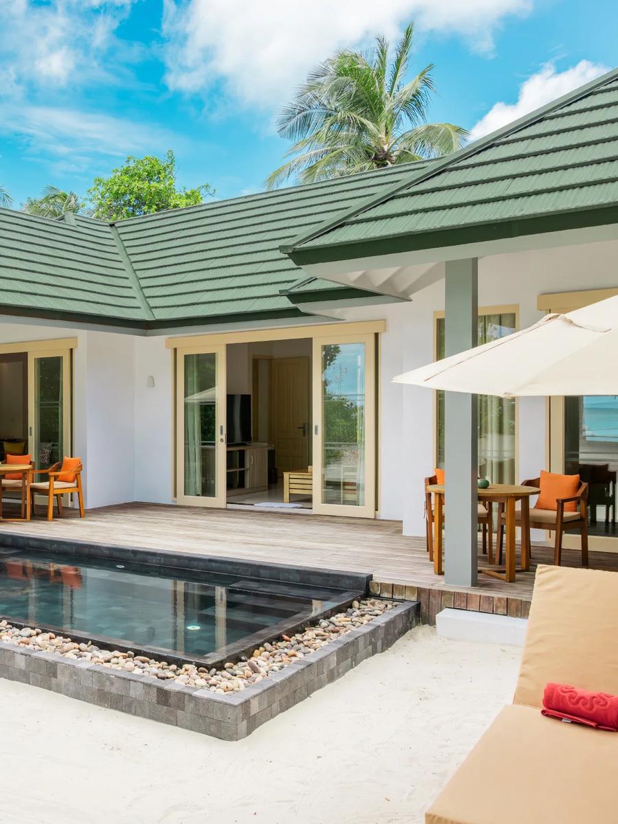Two Bedroom Pool Beach Villa's pool, viewed from the deck at Siyam World