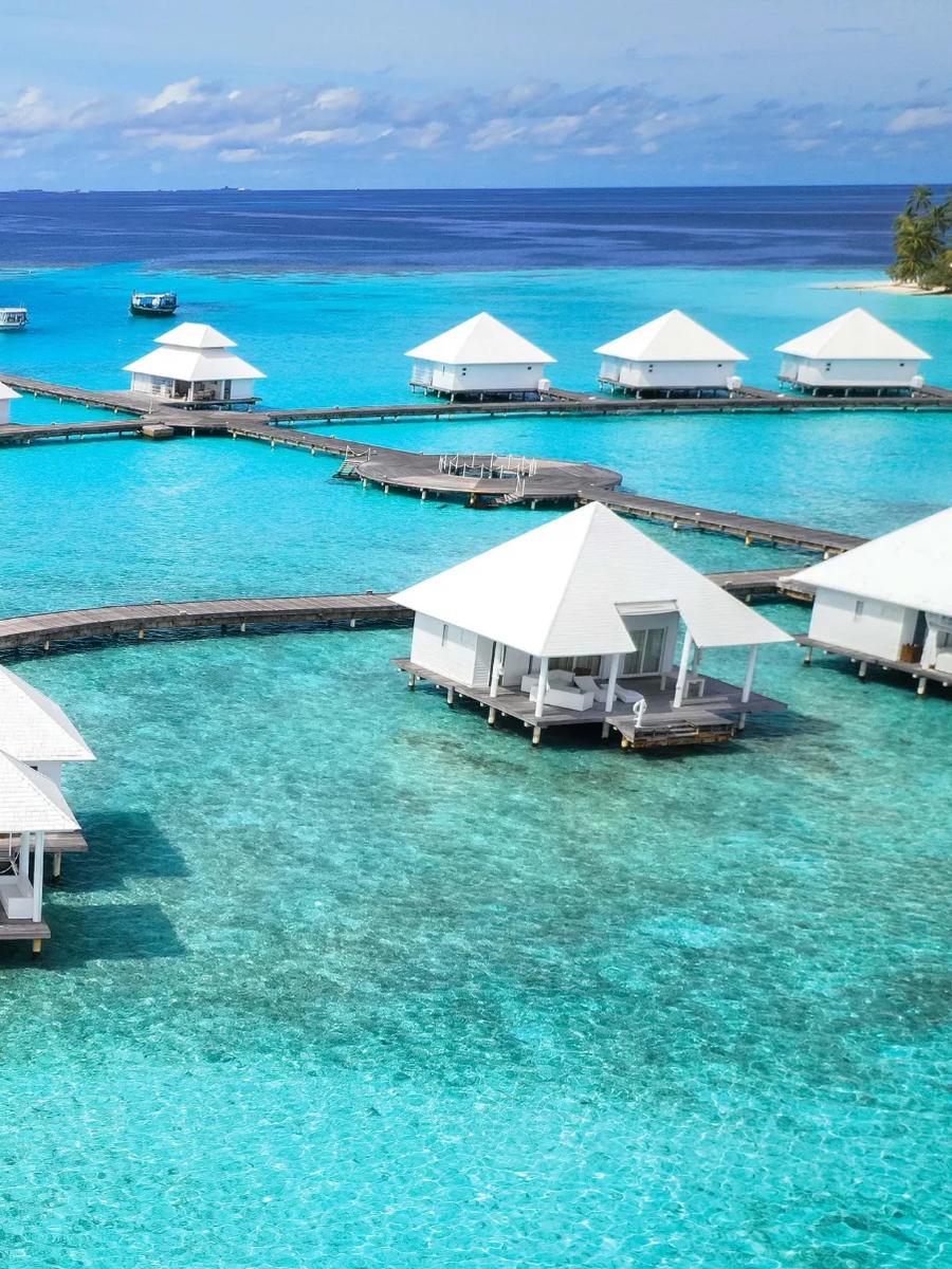 The Two Bedroom Pool Water Villa at the end of the jetty at Diamonds Athuruga, with its private jacuzzi-style pool