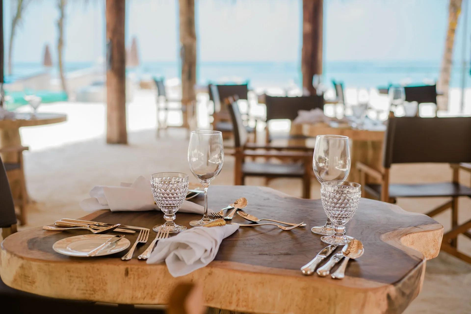 The Sand, You & Me Maldives' main restaurant and wine cellar