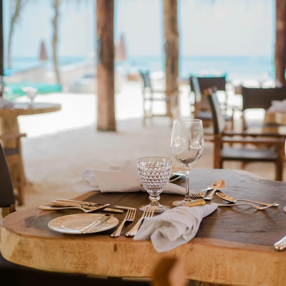 The Sand, You & Me Maldives' main restaurant and wine cellar