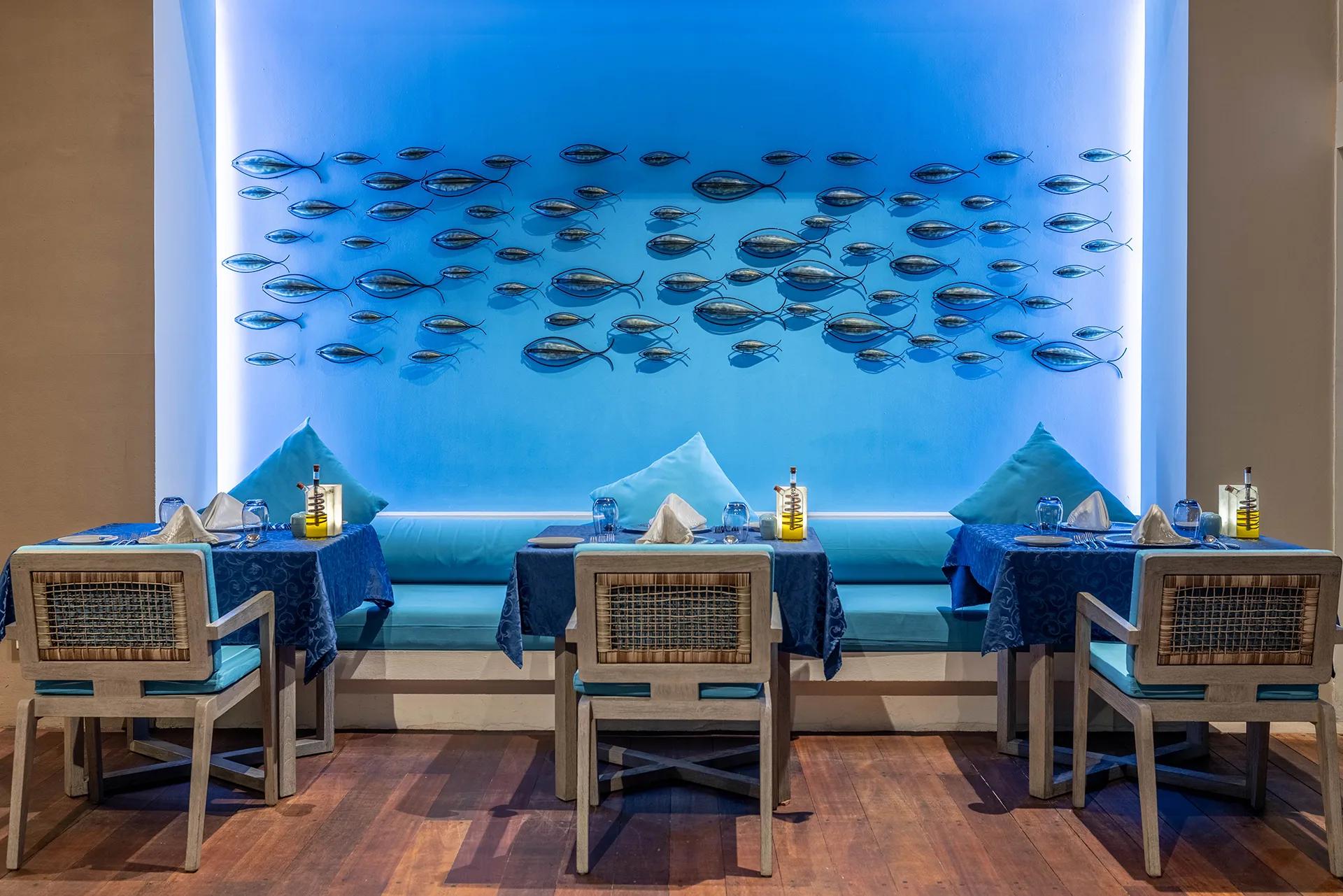 Interior of Azzurro Restaurant & Bar at Angsana Velavaru