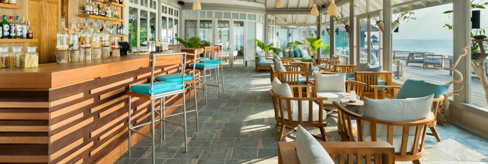 Veli Bar at JA Manafaru, the resort's dedicated bar and evening entertainment venue