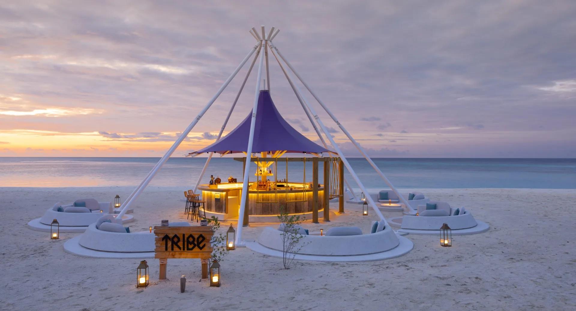 Tribe, the sunset cocktail bar and lounge at Avani+ Fares Maldives Resort