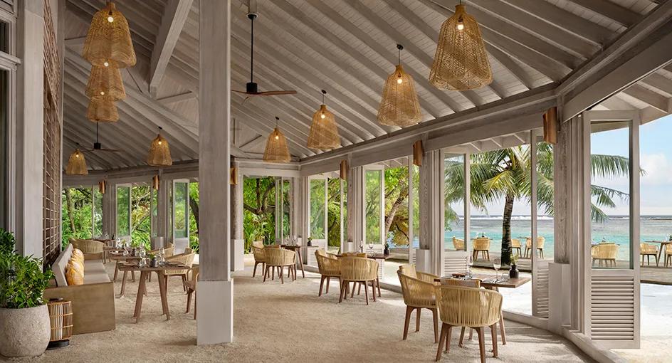 Seating area of Cumin, Anantara Dhigu's South Asian restaurant