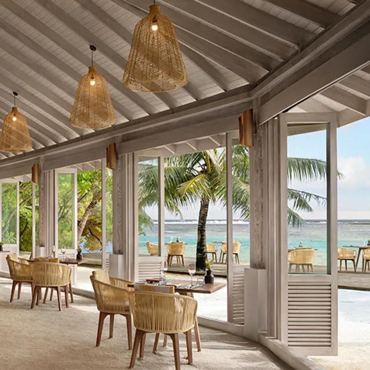 Seating area of Cumin, Anantara Dhigu's South Asian restaurant