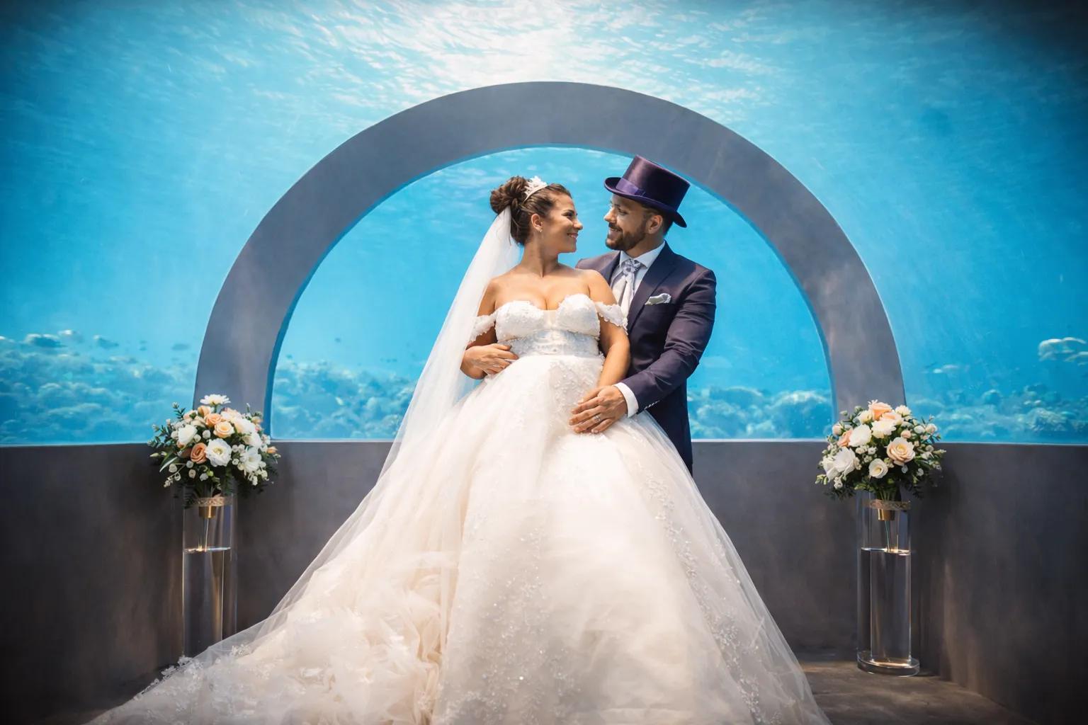 A wedding ceremony set on a Maldives island venue