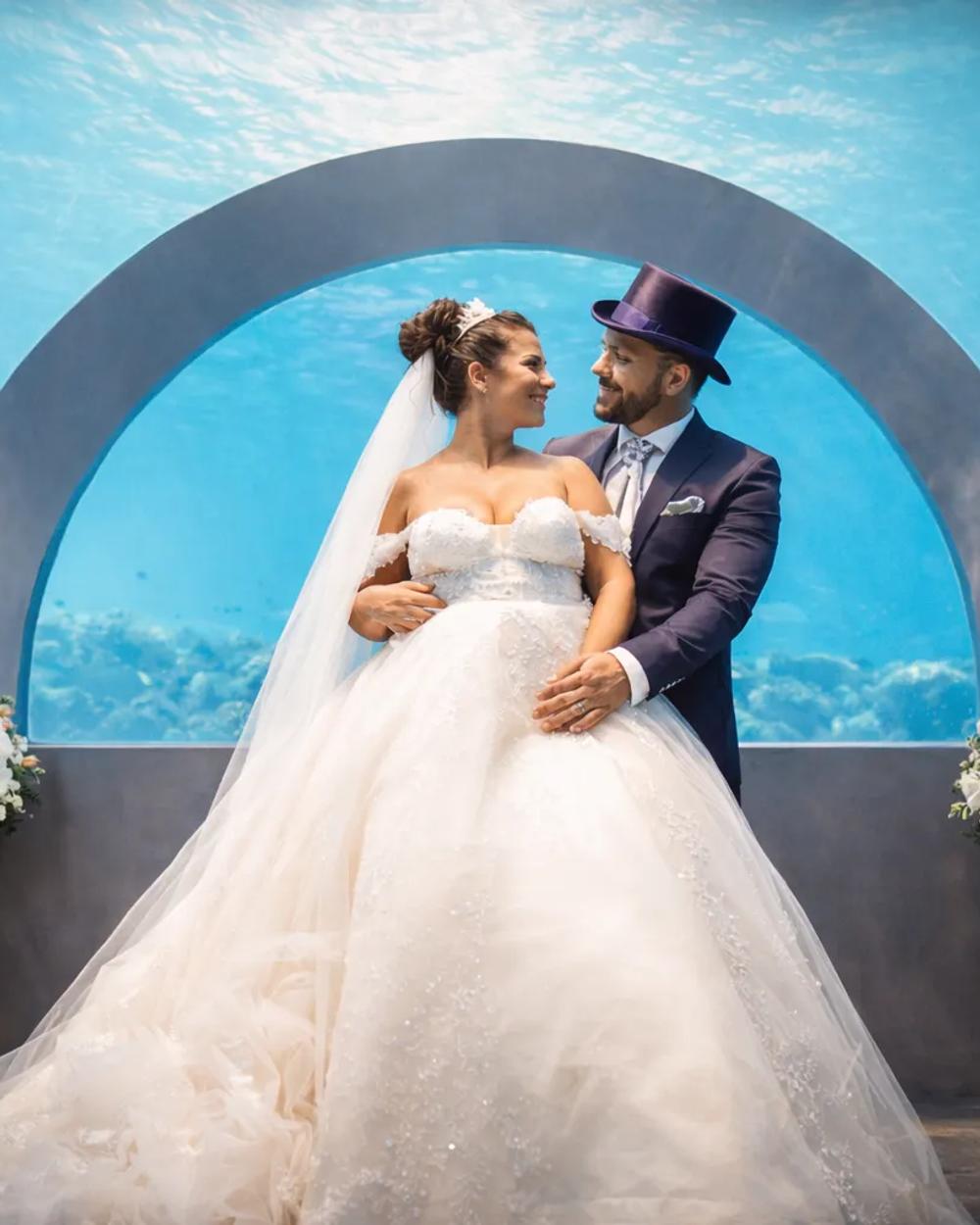 A wedding ceremony set on a Maldives island venue