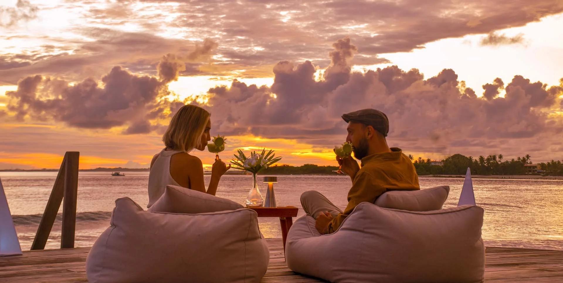 Raalhu Bar overlooking Chicken's Break surf point at Kuda Villingili Resort Maldives