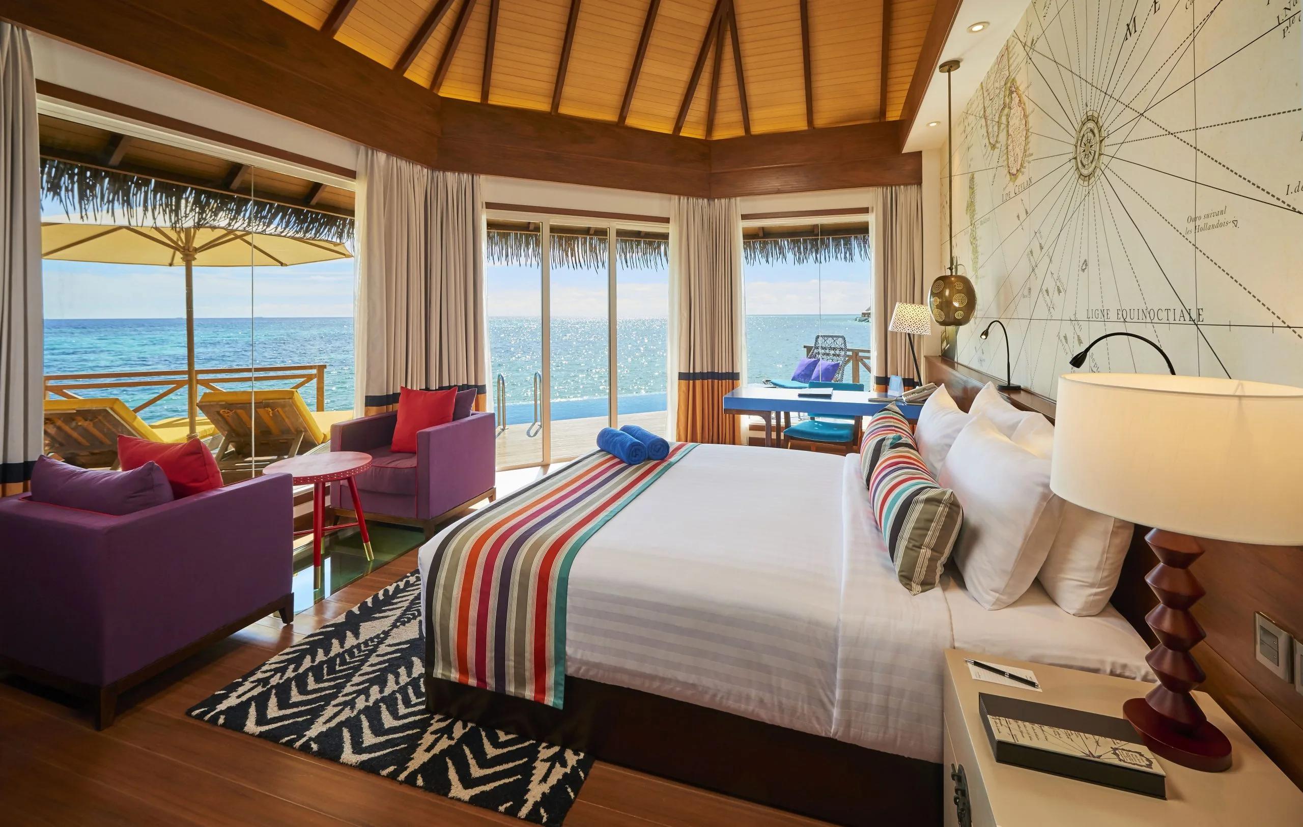 The Overwater Sunrise Pool Villa's private pool and deck at Mercure Maldives Kooddoo Resort
