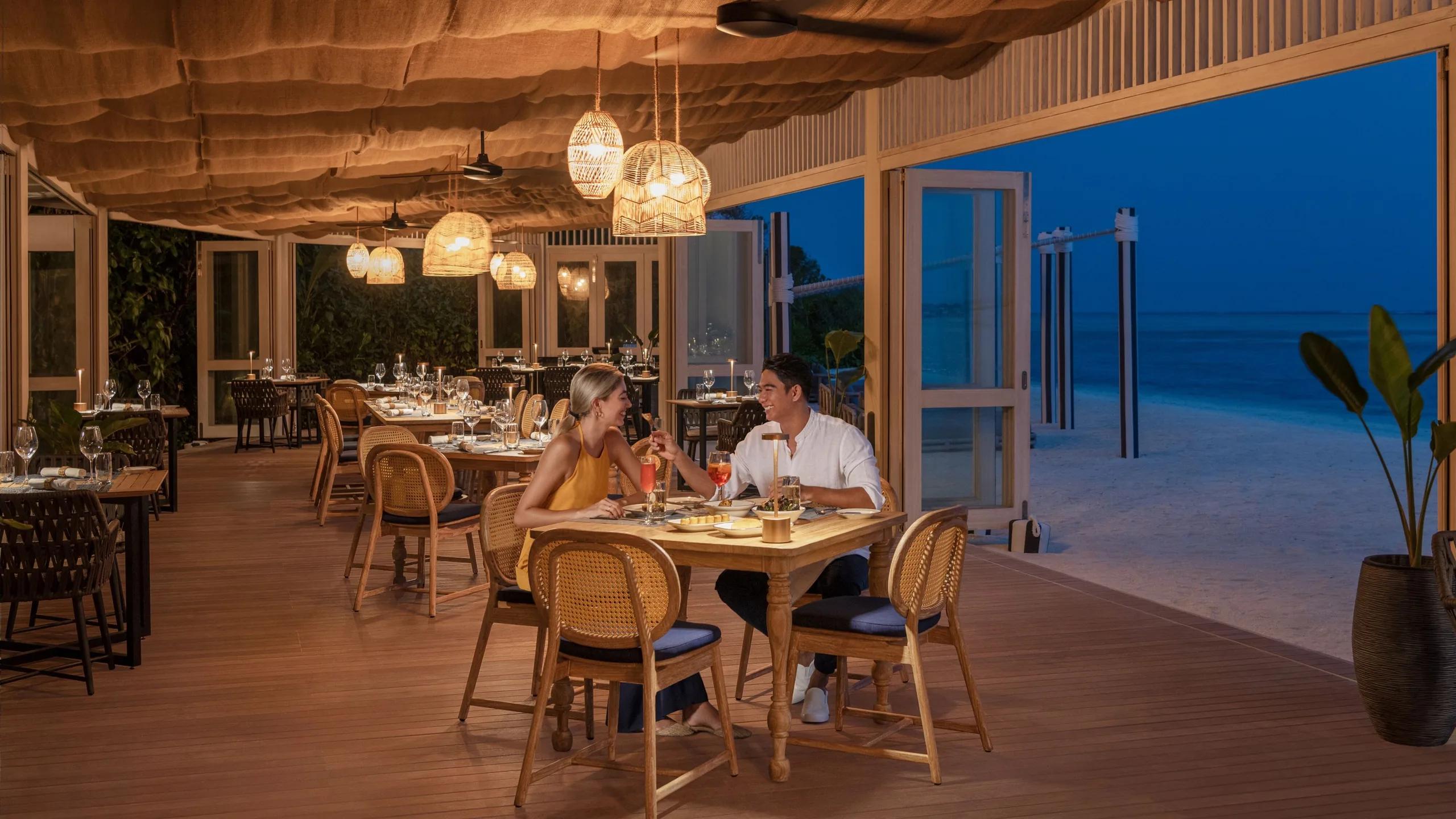 Riviera's tapas bar and beachfront seating area